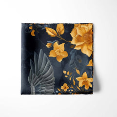 GOLD HUMMING BIRDS SILK POCKET SQUARE