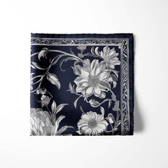 ENGRAVING SILK POCKET SQUARE