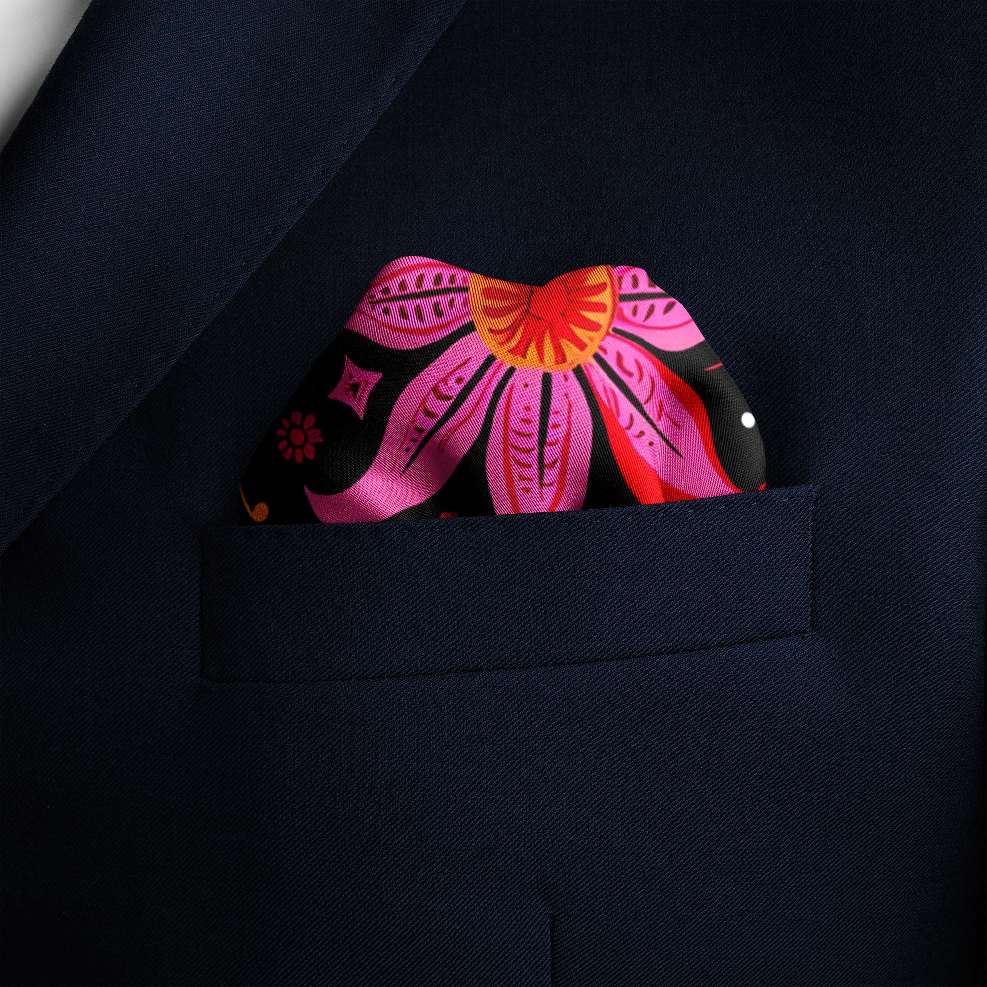 MEXICAN FLOWER SILK POCKET SQUARE