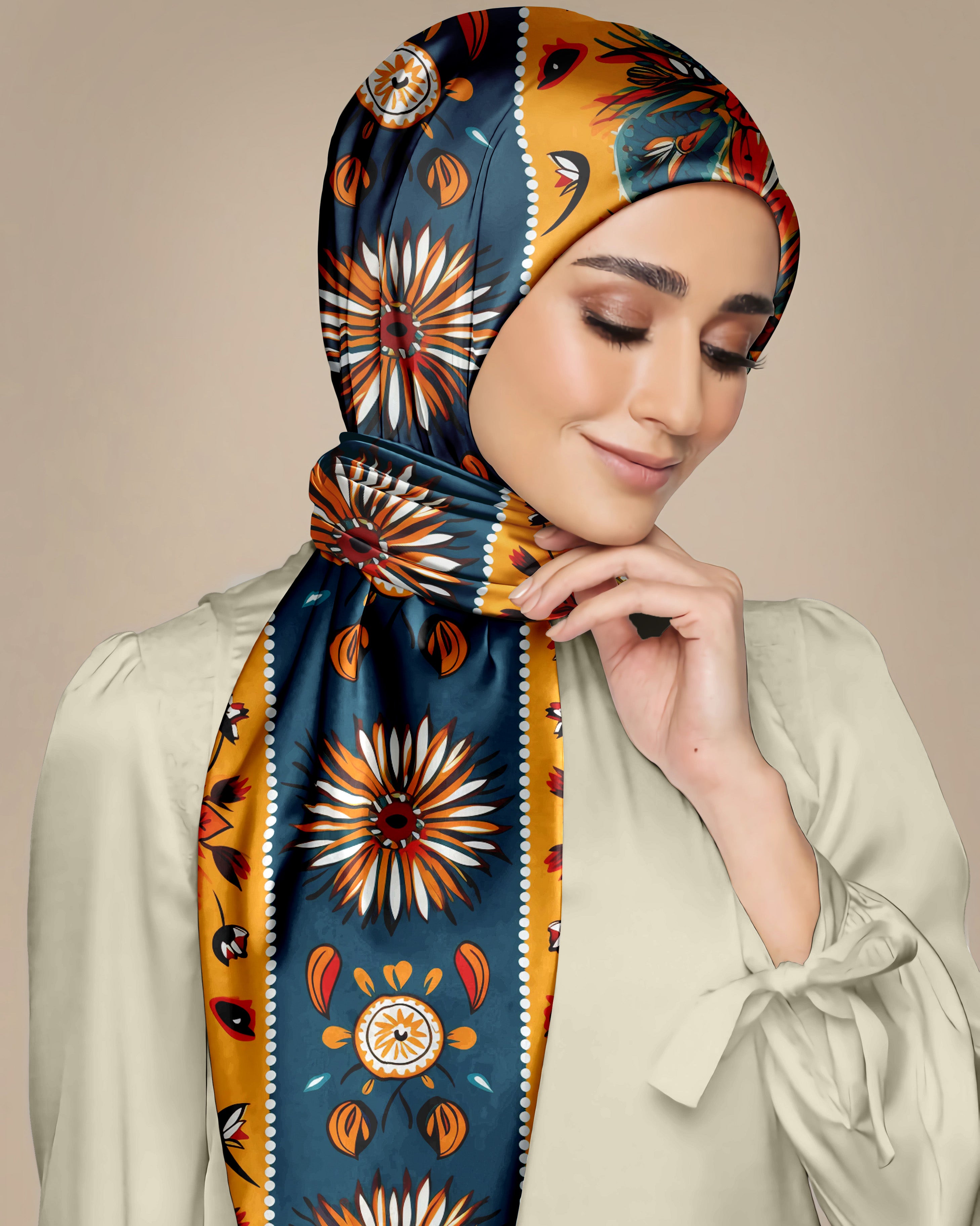 ETHNIC FLORAL SILK WOMEN HIJAB – PREMIUM COLLECTION