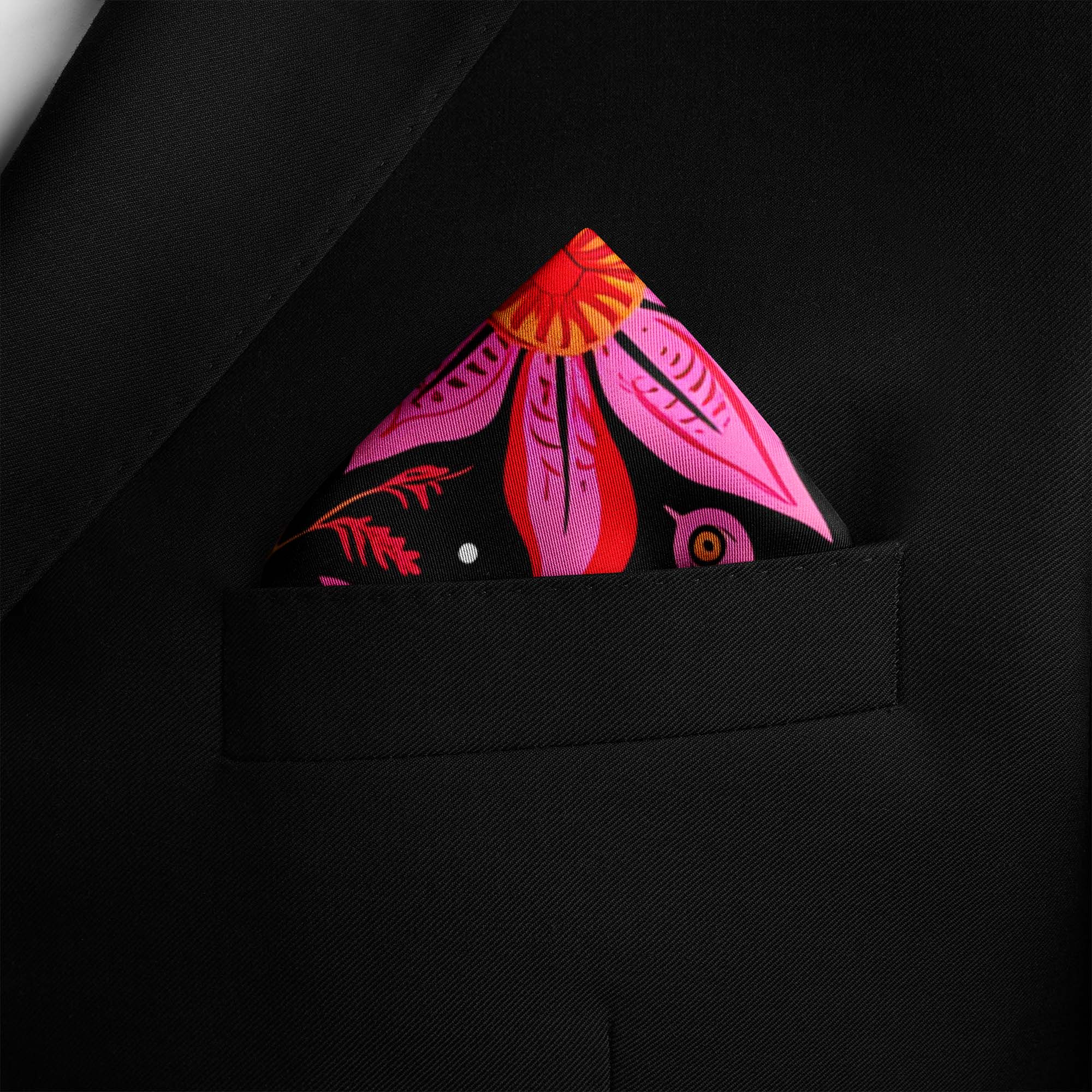 MEXICAN FLOWER SILK POCKET SQUARE