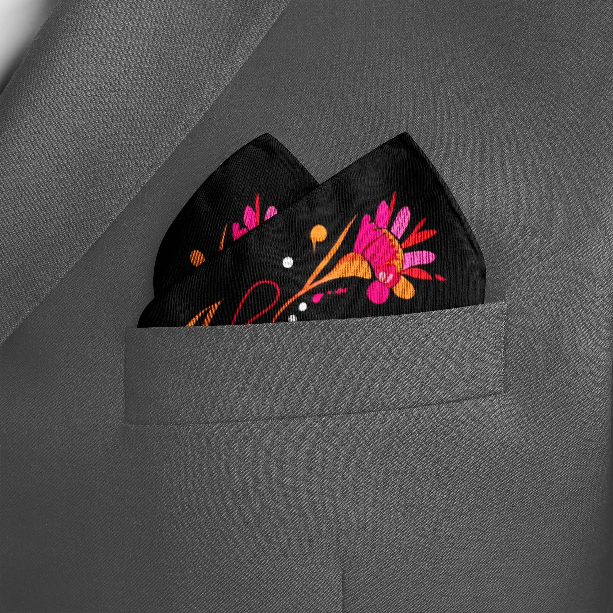 MEXICAN FLOWER SILK POCKET SQUARE