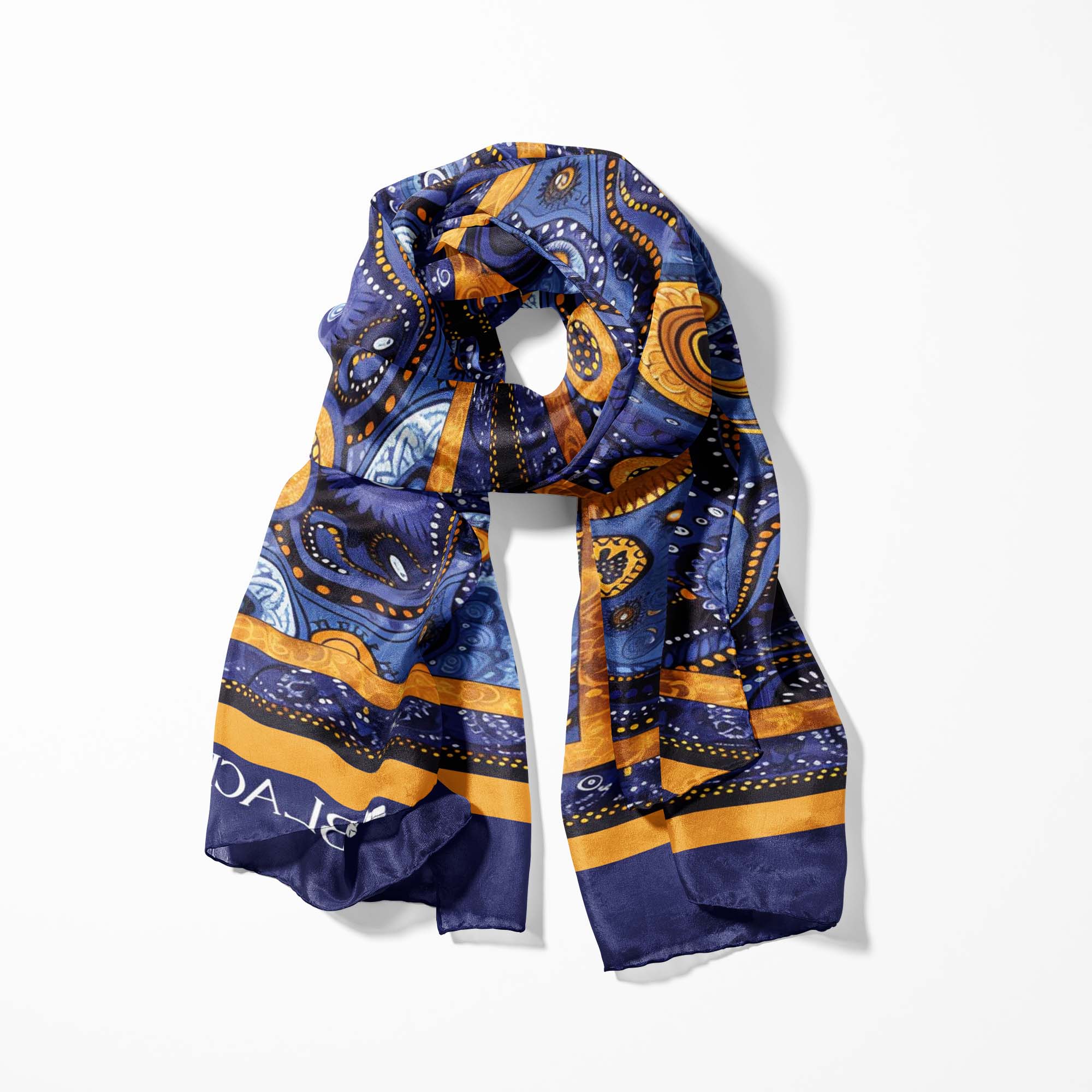 HAND DRAWN ABSTRACT MEN SCARF AND POCKET SQUARE SET – PREMIUM COLLECTION