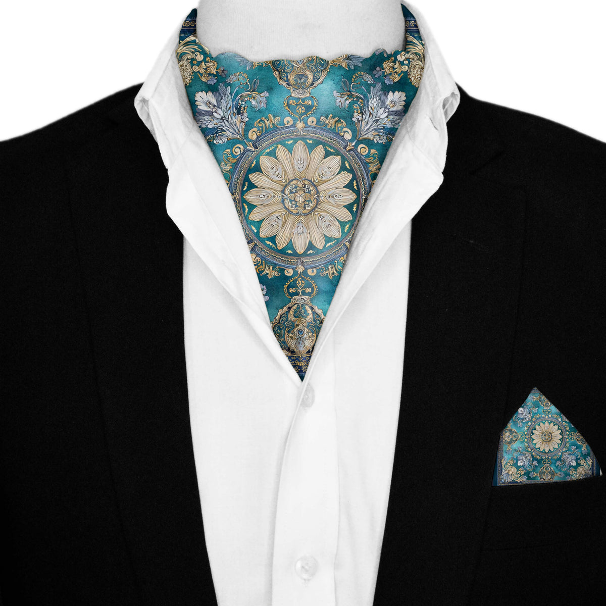 SORRENTO SILK ASCOT AND POCKET SQUARE SET – PREMIUM COLLECTION
