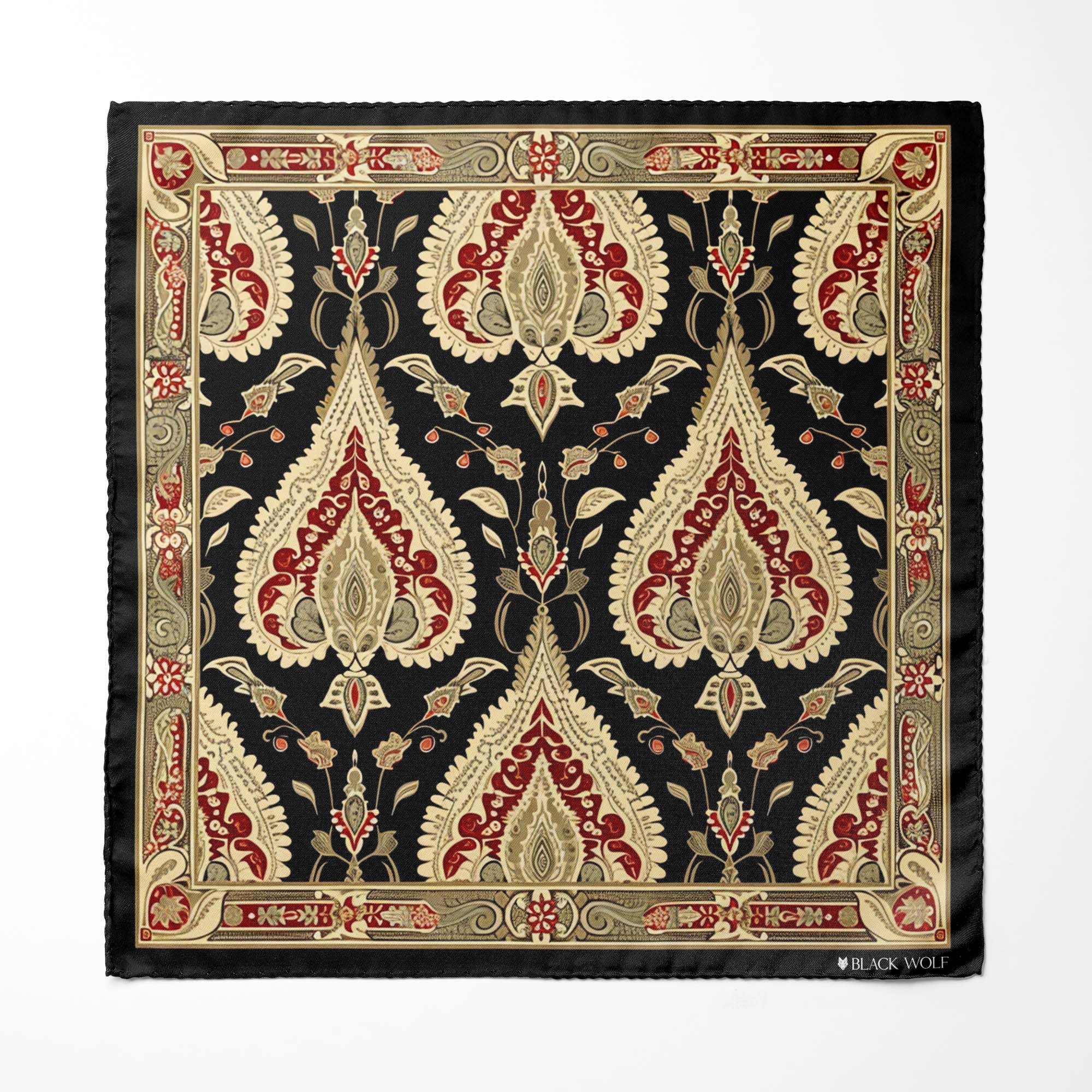 IKAT ETHNIC SILK SCARF WITH LAPEL PIN AND POCKET SQUARE