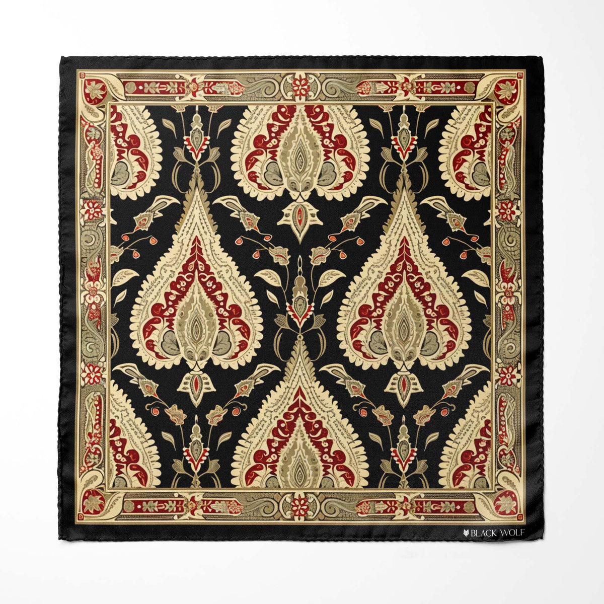 IKAT ETHNIC SILK SCARF WITH LAPEL PIN AND POCKET SQUARE