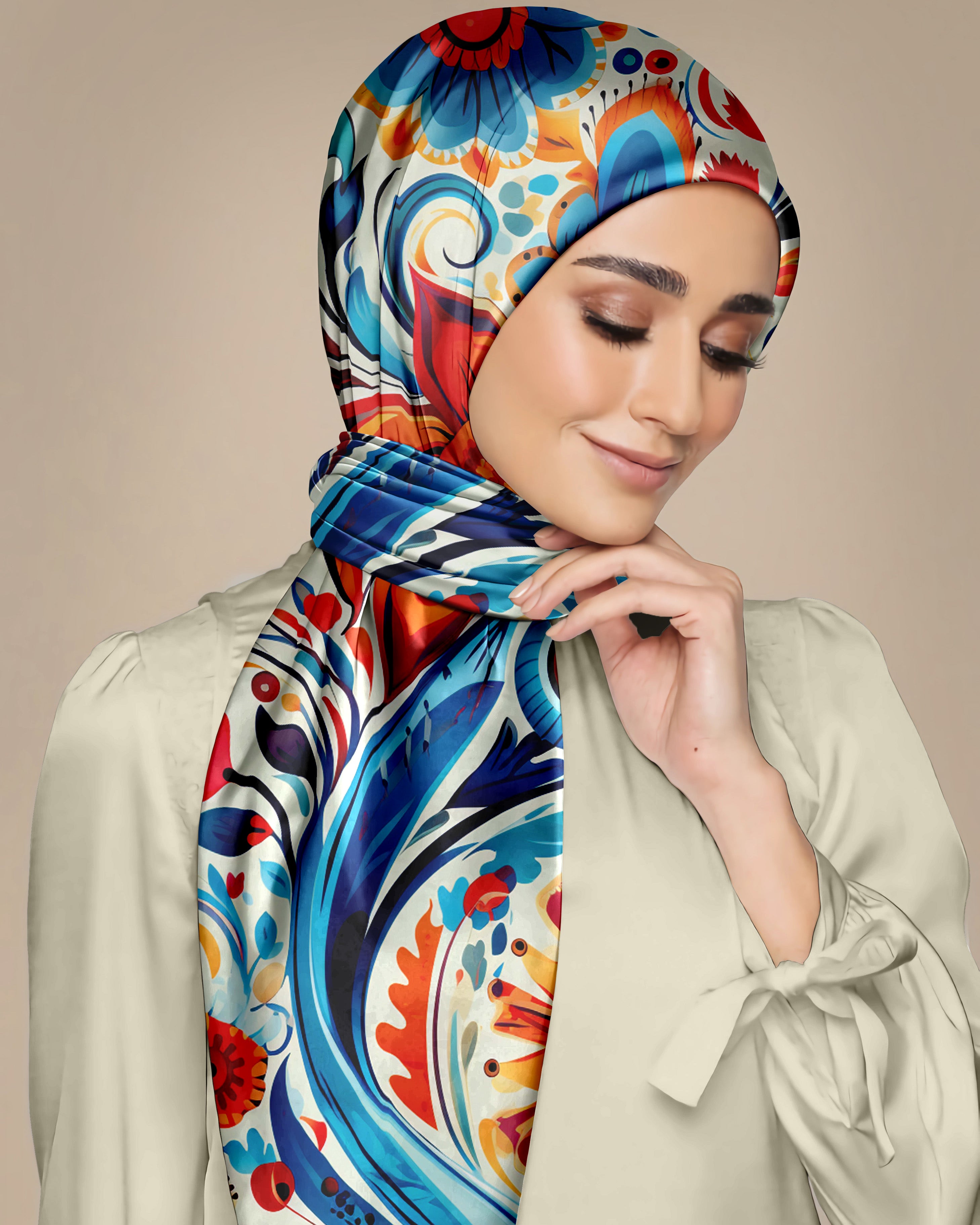 FLORAL PATTERN SILK WOMEN HIJAB – PREMIUM COLLECTION
