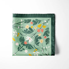 ILLUSTRATED GARDEN SILK POCKET SQUARE