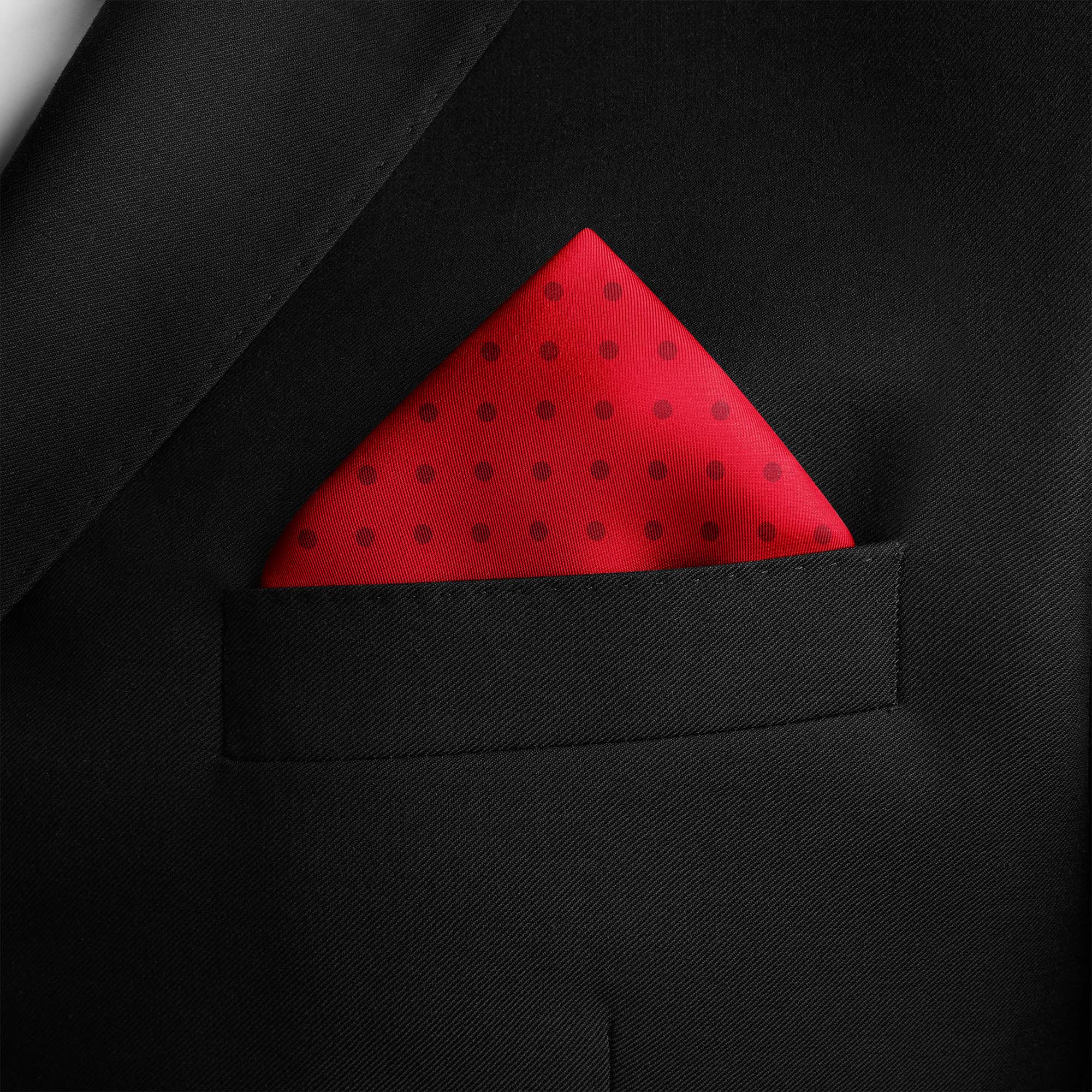 RED AND BURGUNDY SPOT SILK POCKET SQUARE