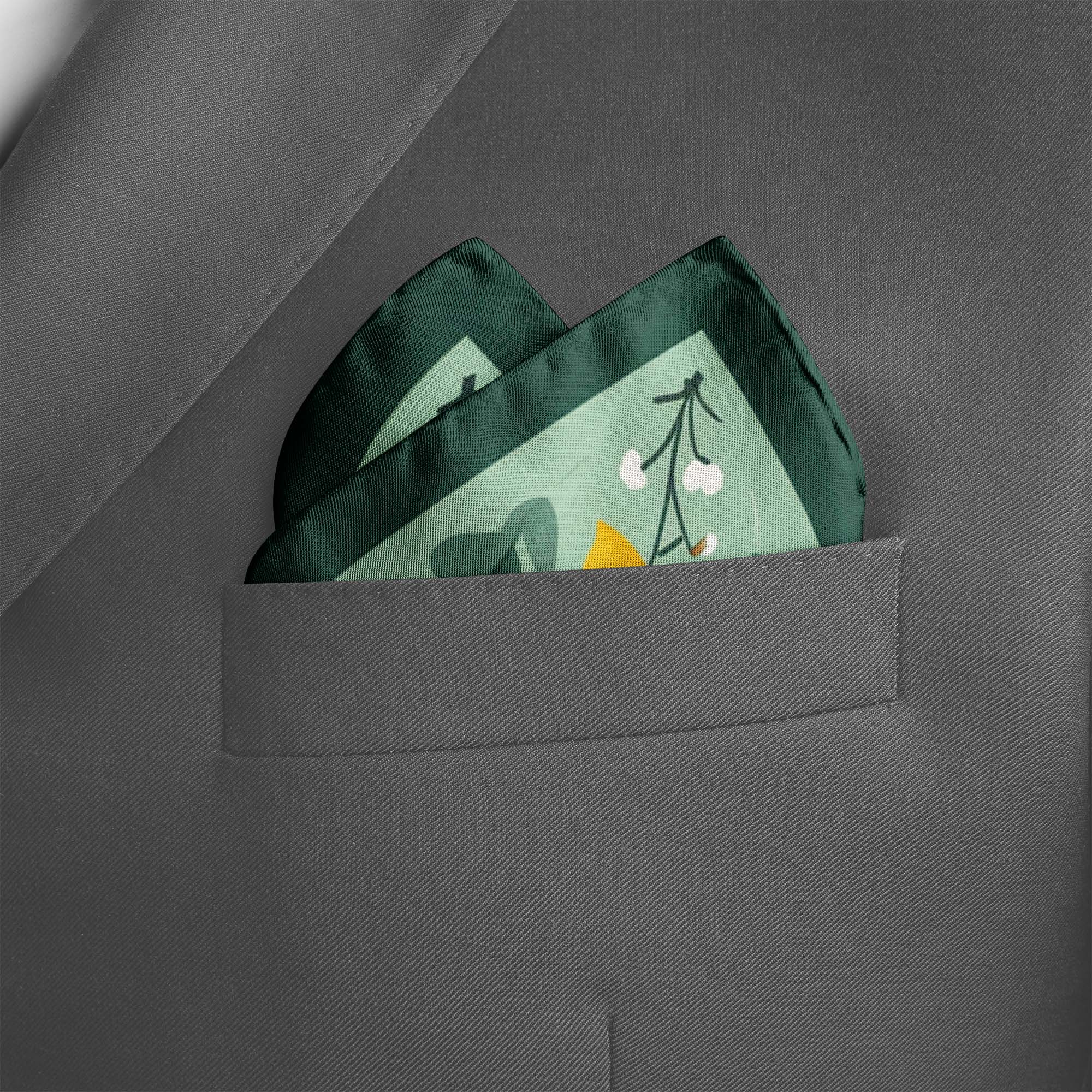 ILLUSTRATED GARDEN SILK POCKET SQUARE