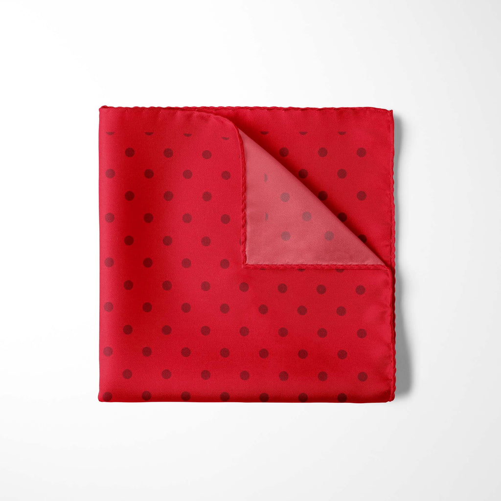 RED AND BURGUNDY SPOT SILK POCKET SQUARE