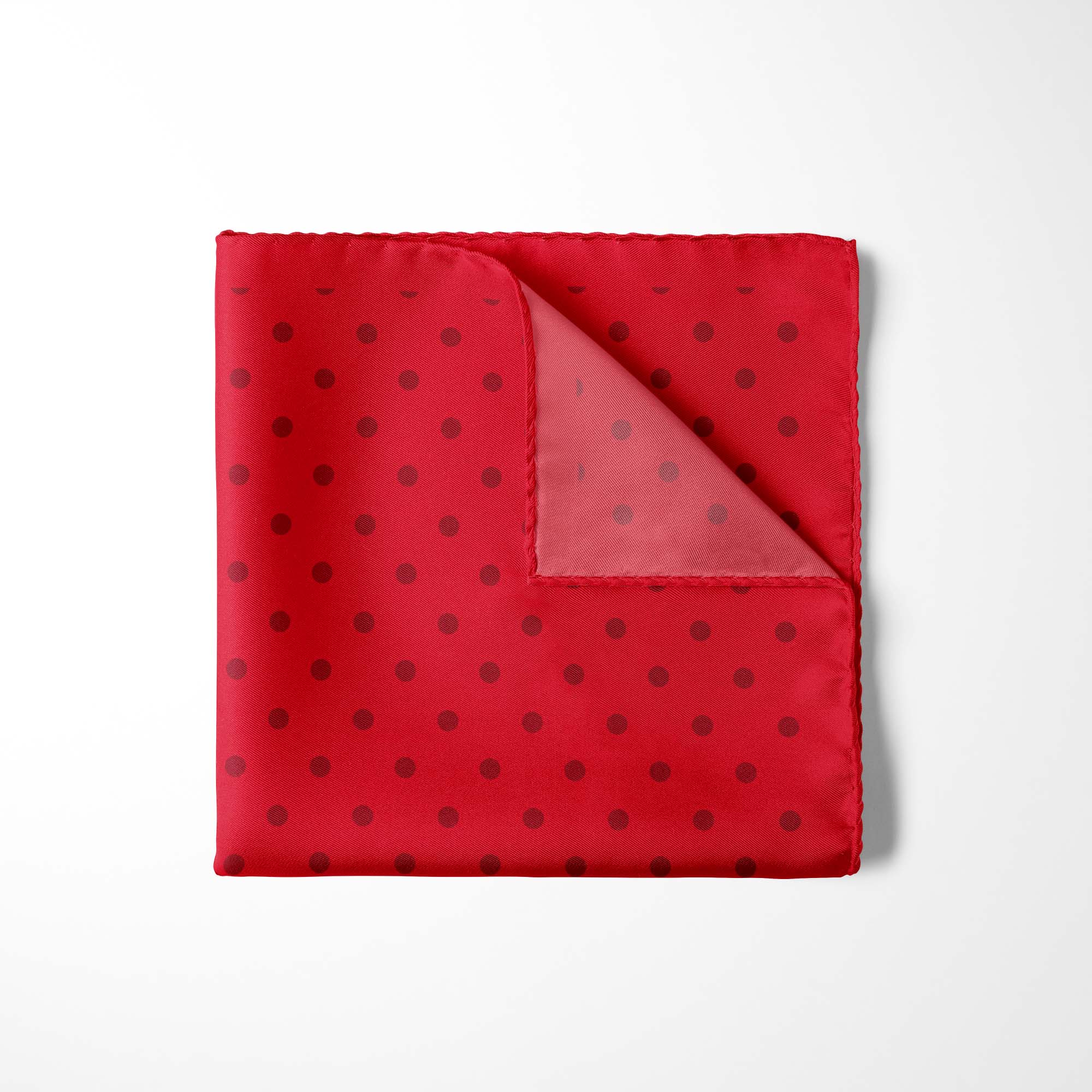 RED AND BURGUNDY SPOT SILK POCKET SQUARE