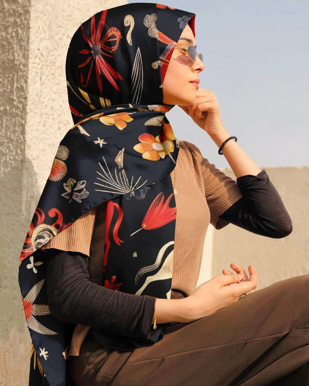 FOLK ART SILK WOMEN HIJAB – PREMIUM COLLECTION