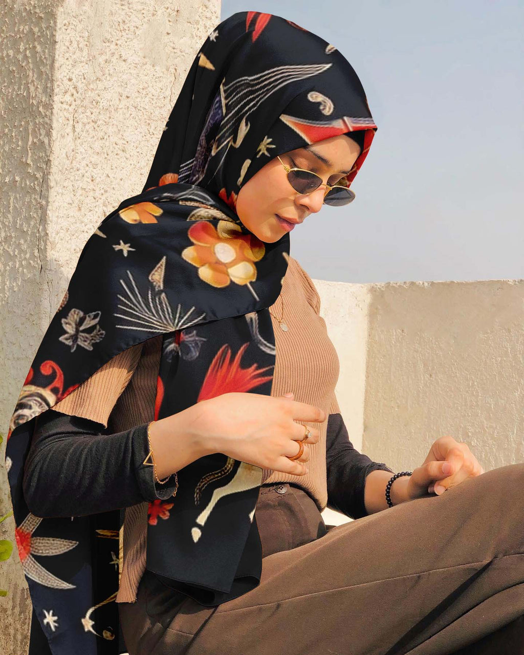 FOLK ART SILK WOMEN HIJAB – PREMIUM COLLECTION