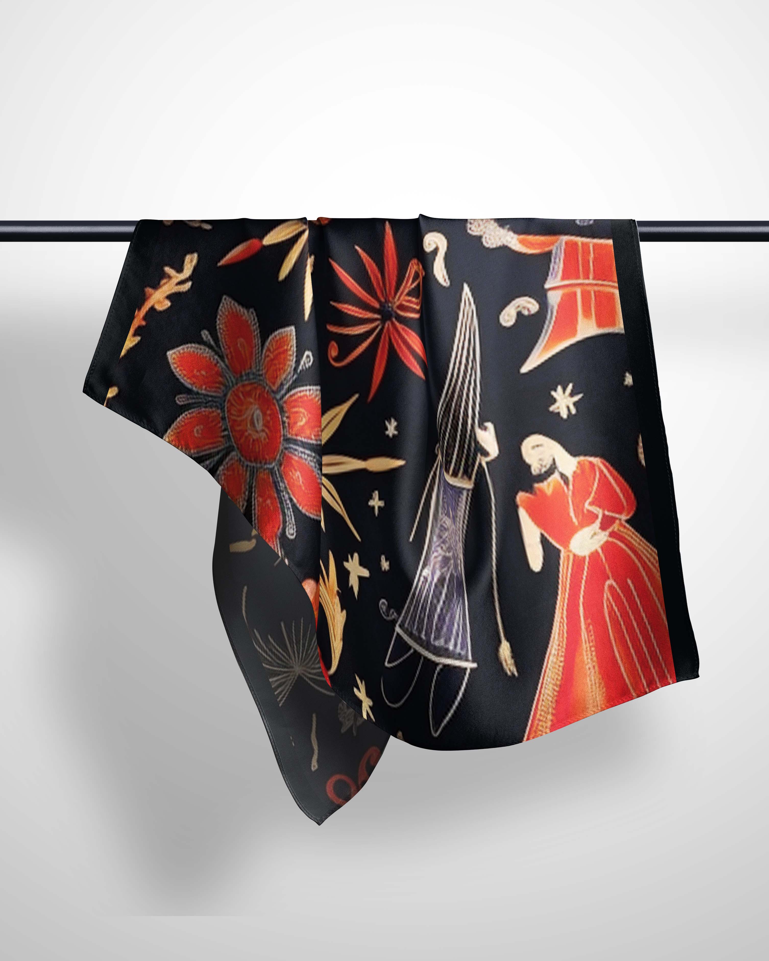 FOLK ART SILK WOMEN HIJAB – PREMIUM COLLECTION