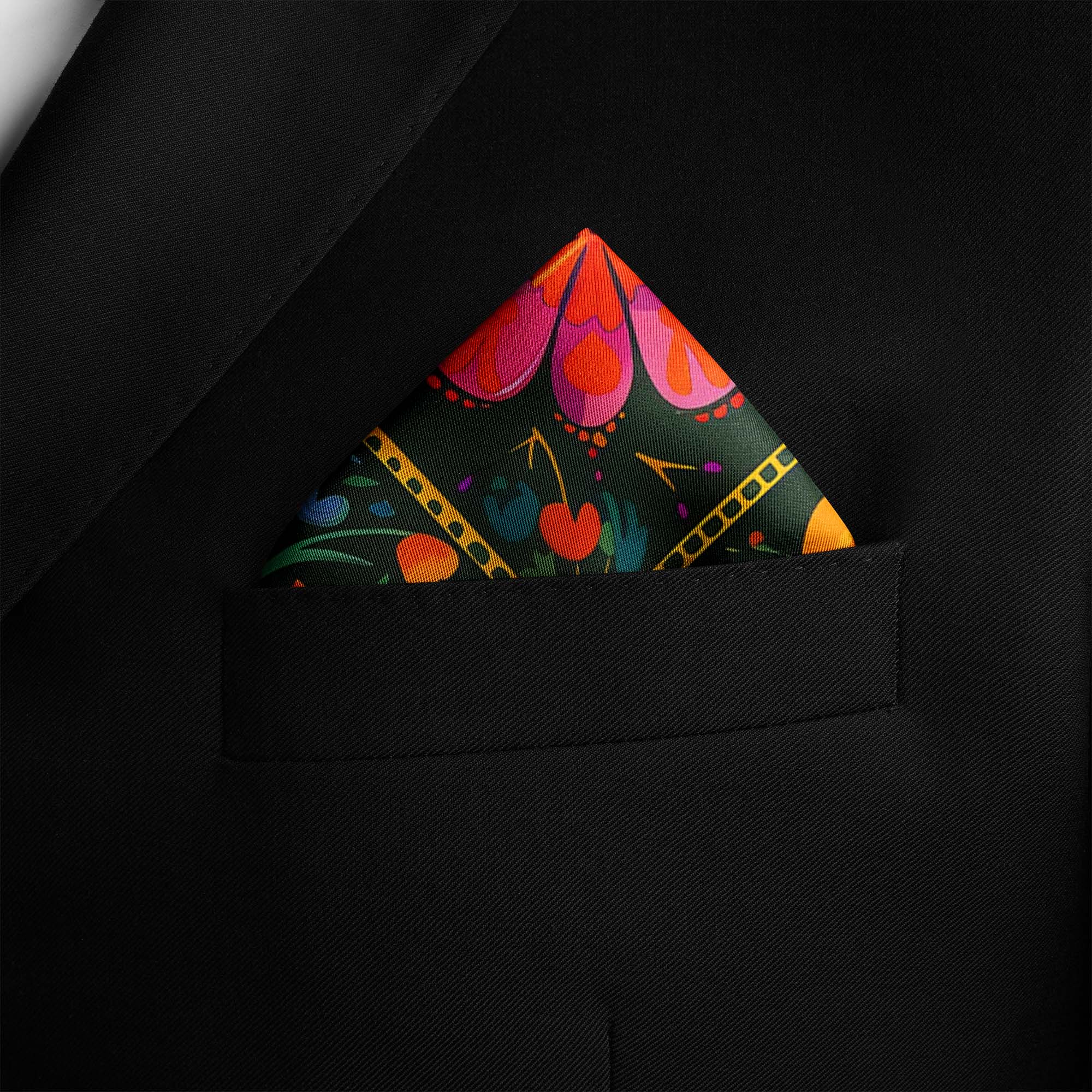 SPAIN FLOWER SILK POCKET SQUARE