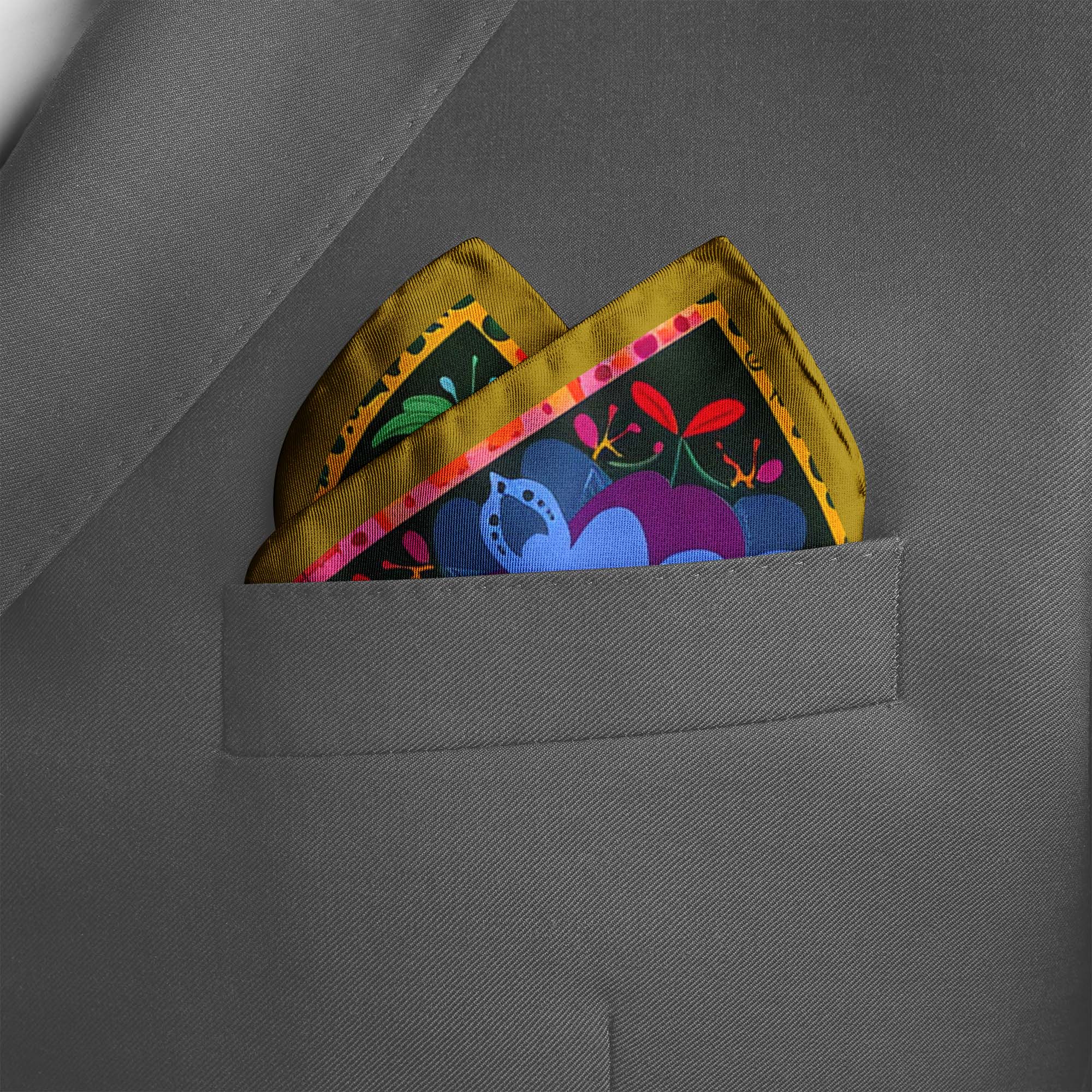 SPAIN FLOWER SILK POCKET SQUARE