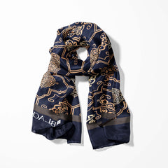 LUXURY ROYAL PATTERN SILK SCARF WITH LAPEL PIN AND POCKET SQUARE