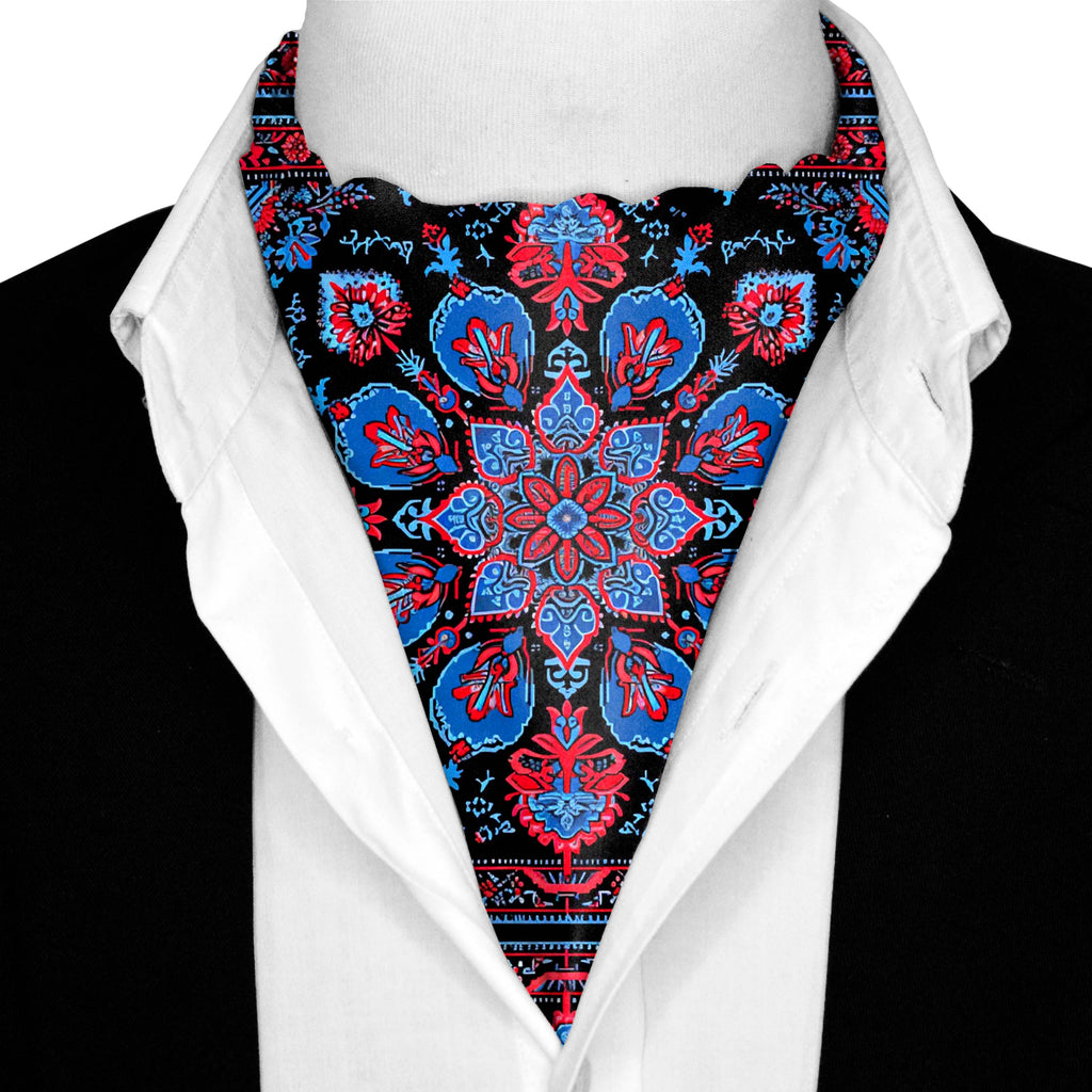 FOLKART QUILT SILK ASCOT AND POCKET SQUARE SET – PREMIUM COLLECTION