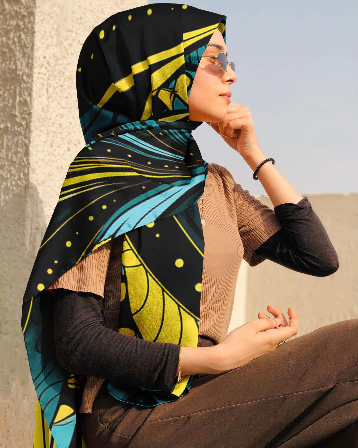 GEOMETRIC COLORFUL ABSTRACT SILK WOMEN HIJAB – PREMIUM COLLECTION