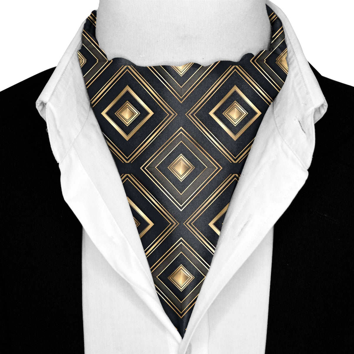 GATSBY SILK ASCOT WITH LAPEL PIN AND POCKET SQUARE