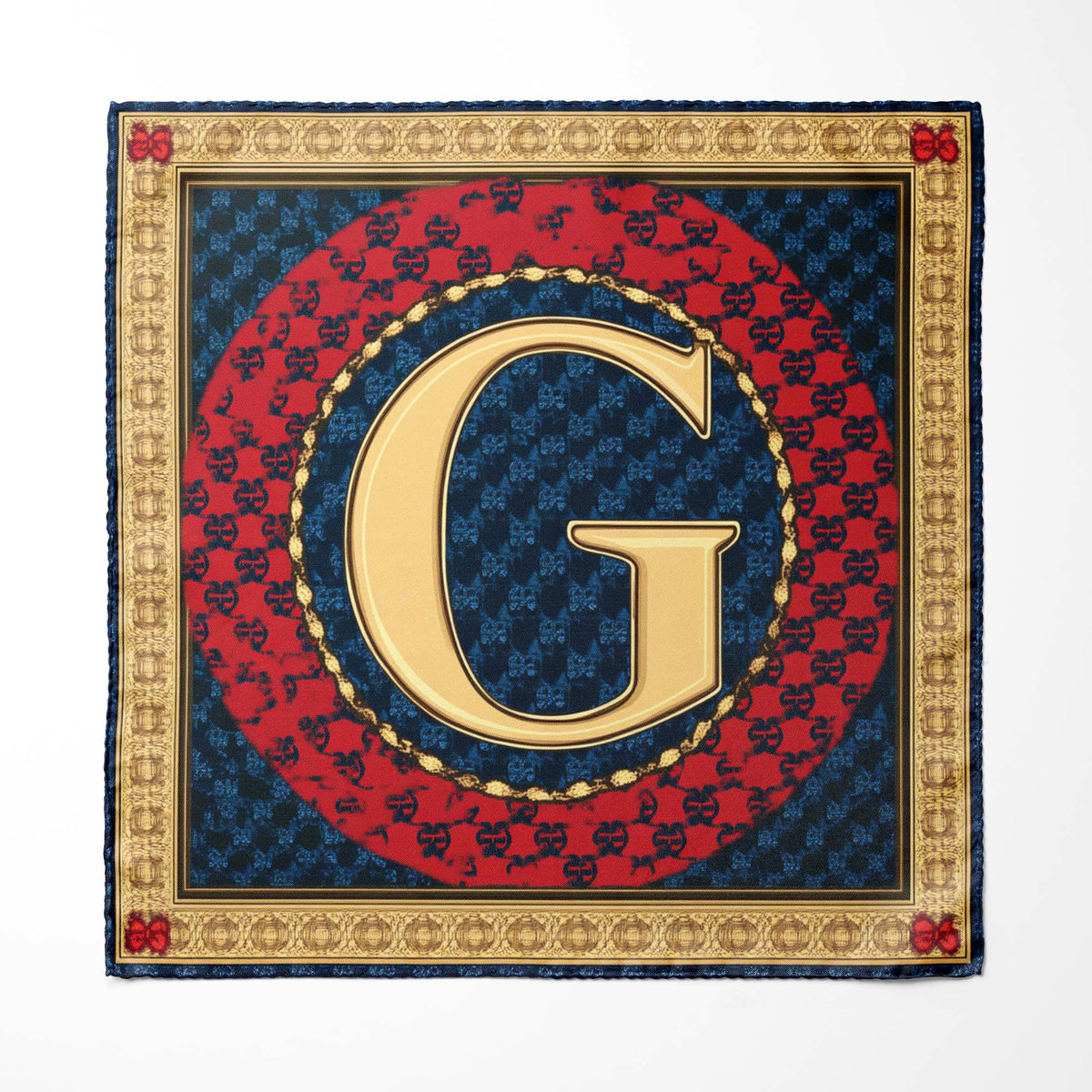 LETTER G SILK POCKET SQUARE