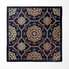 LUXURY ROYAL PATTERN SILK ASCOT WITH LAPEL PIN AND POCKET SQUARE
