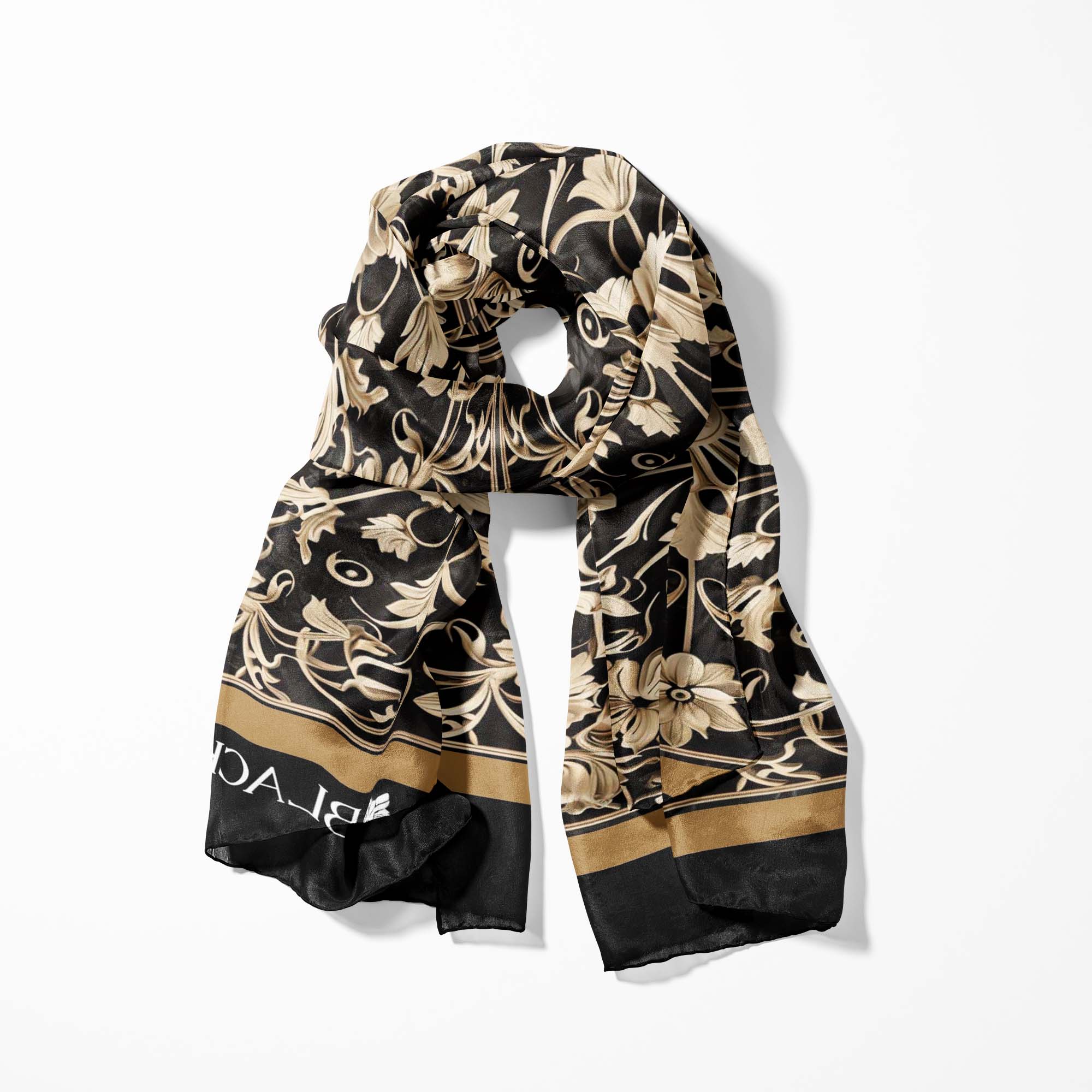 MANDALA ART SILK SCARF WITH LAPEL PIN AND POCKET SQUARE