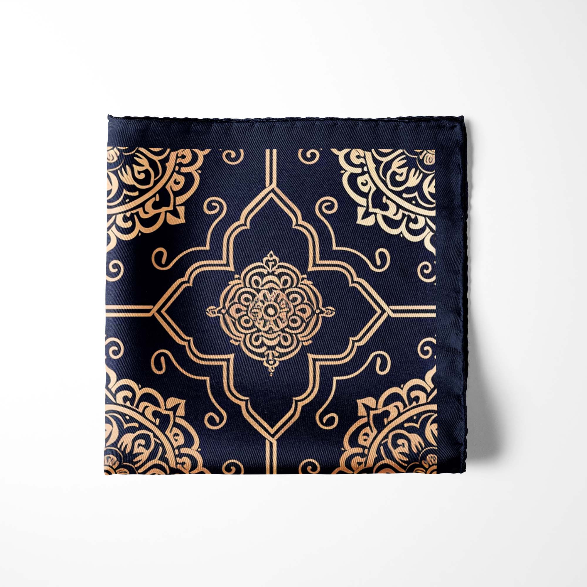 LUXURY ROYAL PATTERN SILK POCKET SQUARE