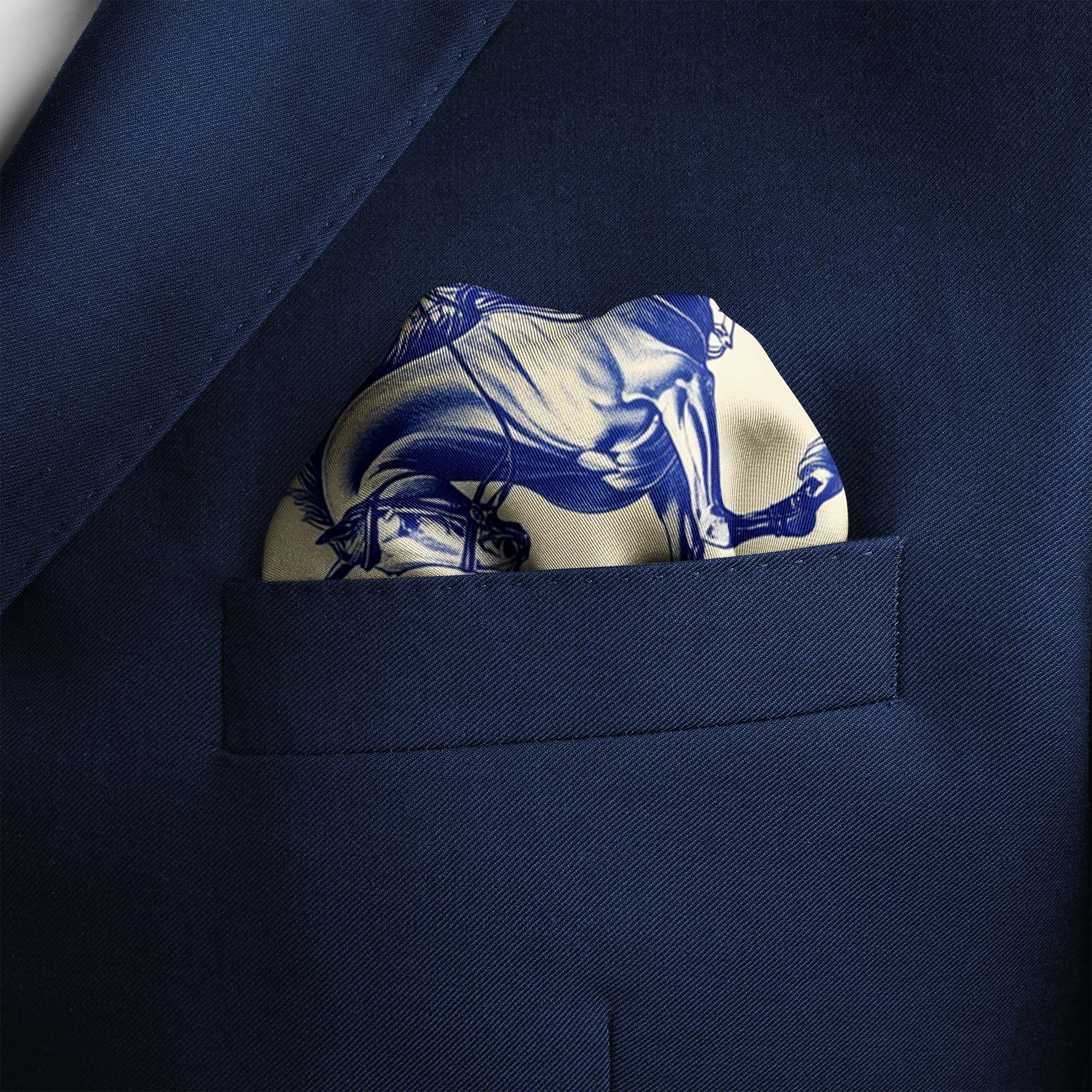 HORSE ABSTRACT SILK POCKET SQUARE