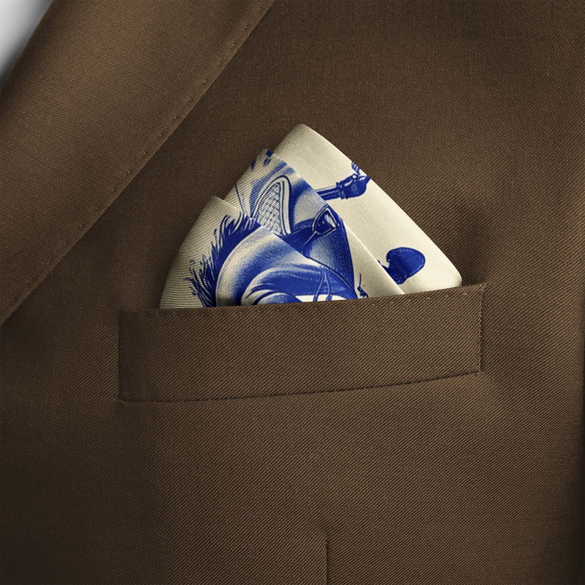 HORSE ABSTRACT SILK POCKET SQUARE