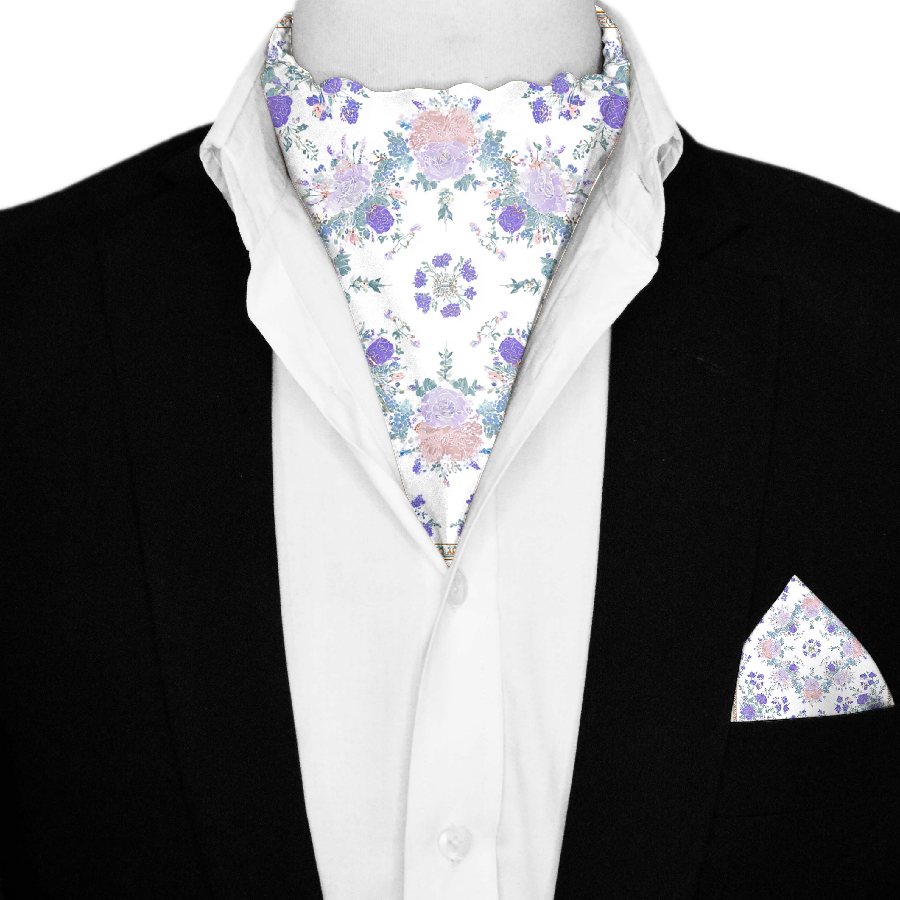 ROSAIRE SILK ASCOT AND POCKET SQUARE SET – PREMIUM COLLECTION