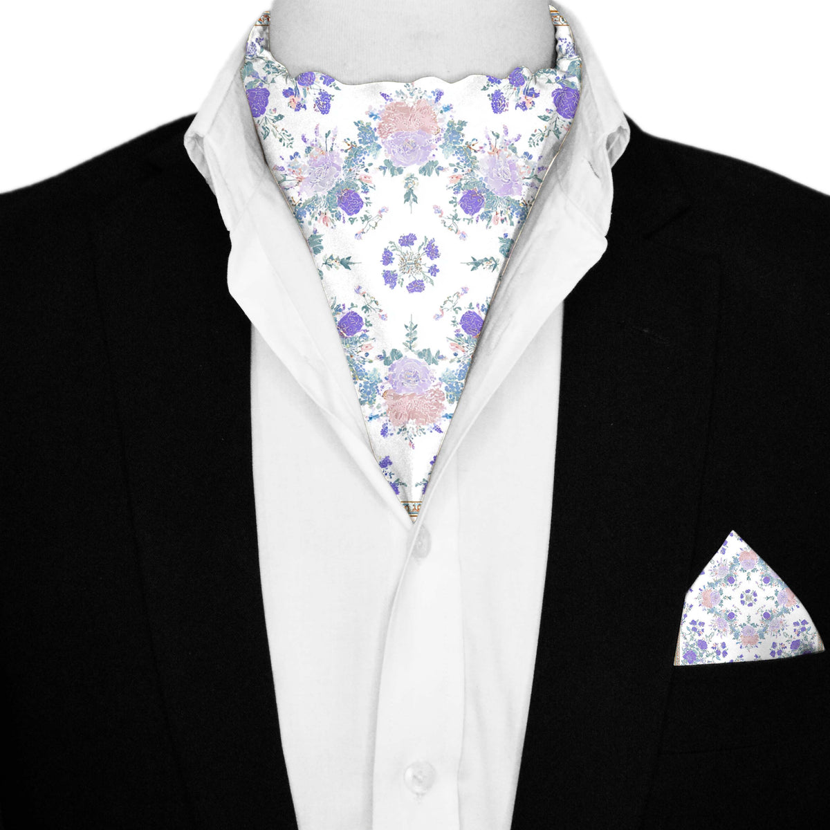 ROSAIRE SILK ASCOT AND POCKET SQUARE SET – PREMIUM COLLECTION