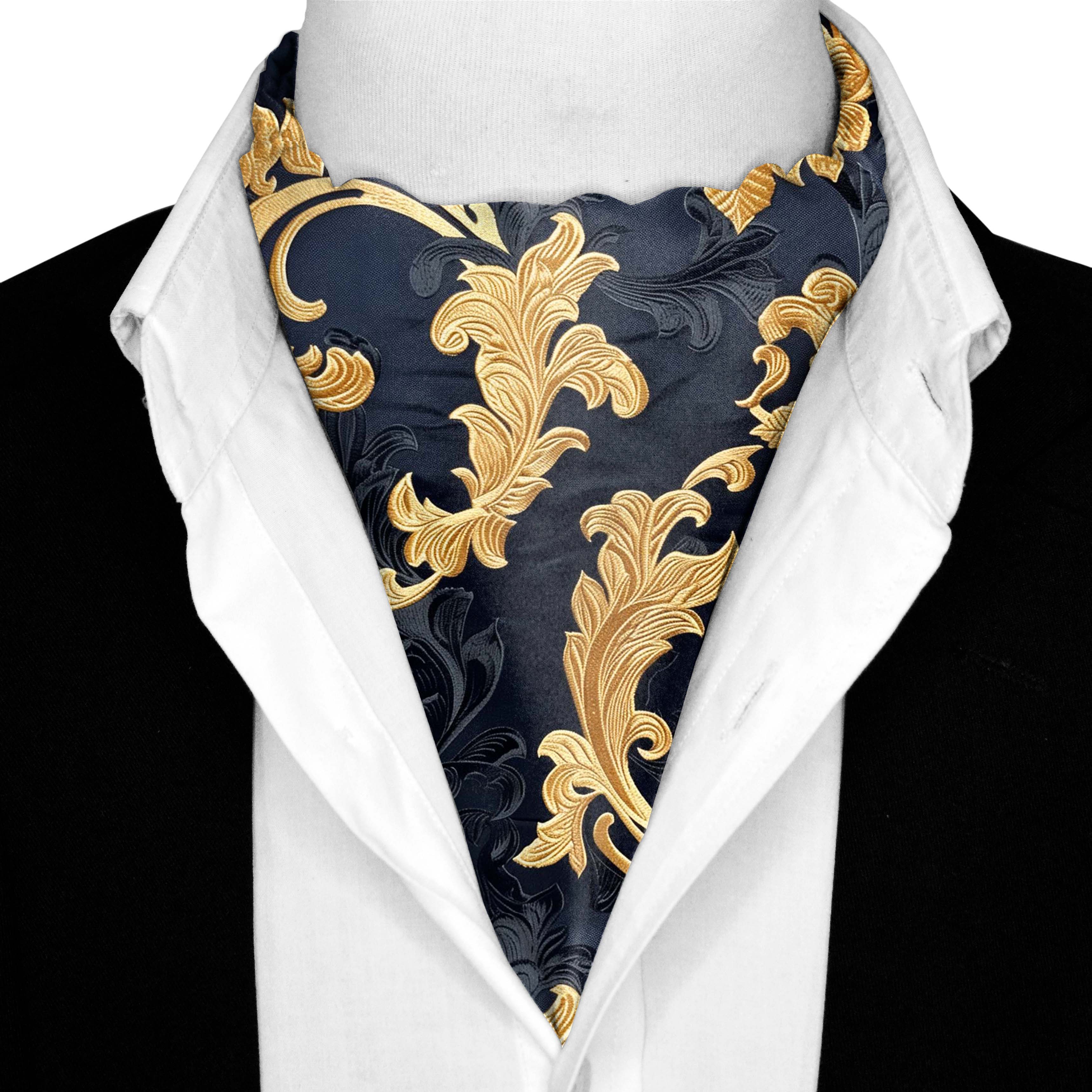 GENERATIVE SILK ASCOT WITH LAPEL PIN AND POCKET SQUARE