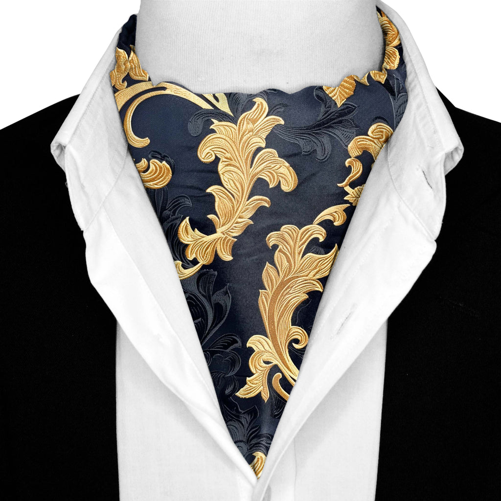 GENERATIVE SILK ASCOT WITH LAPEL PIN AND POCKET SQUARE