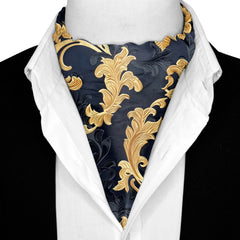 GENERATIVE SILK ASCOT WITH LAPEL PIN AND POCKET SQUARE