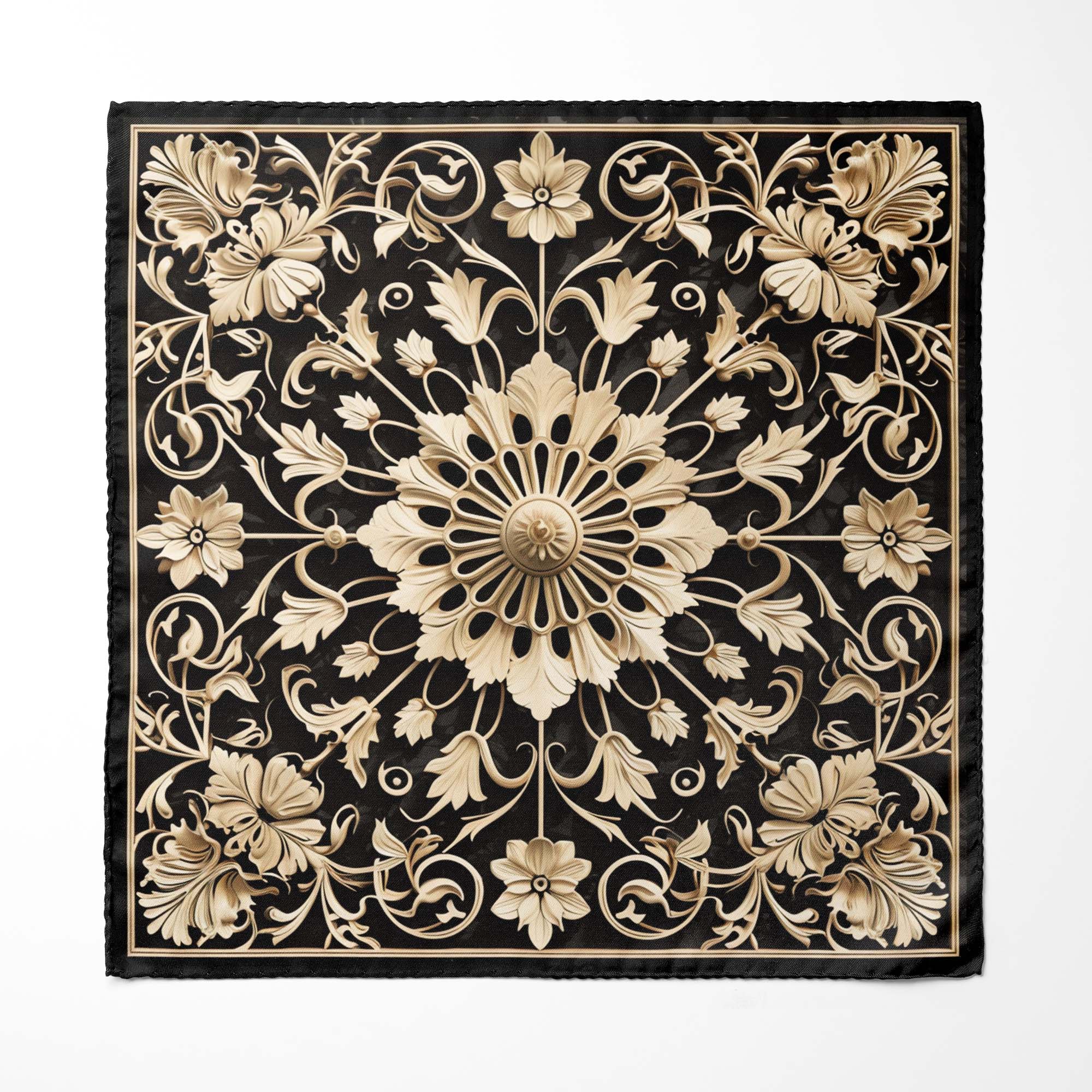 MANDALA ART SILK ASCOT WITH LAPEL PIN AND POCKET SQUARE