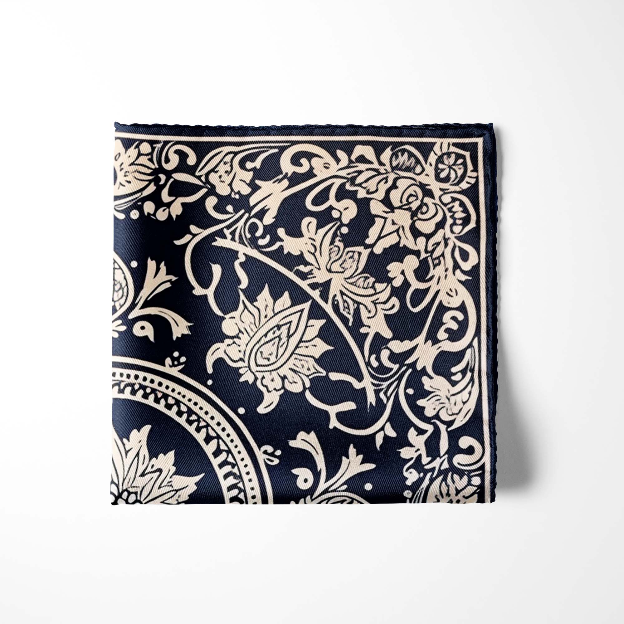 WHITE LUXURY MANDALA SILK POCKET SQUARE