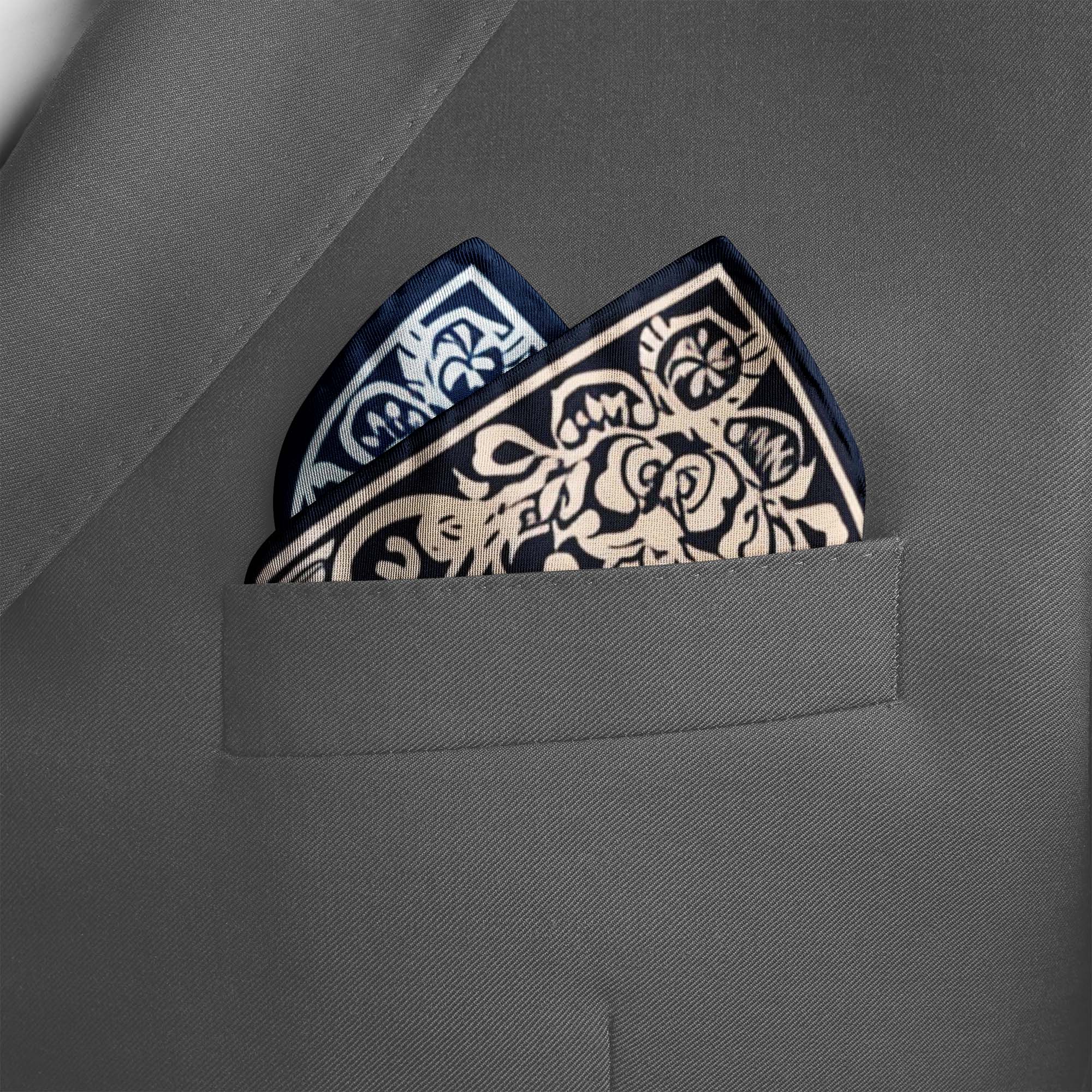 WHITE LUXURY MANDALA SILK POCKET SQUARE