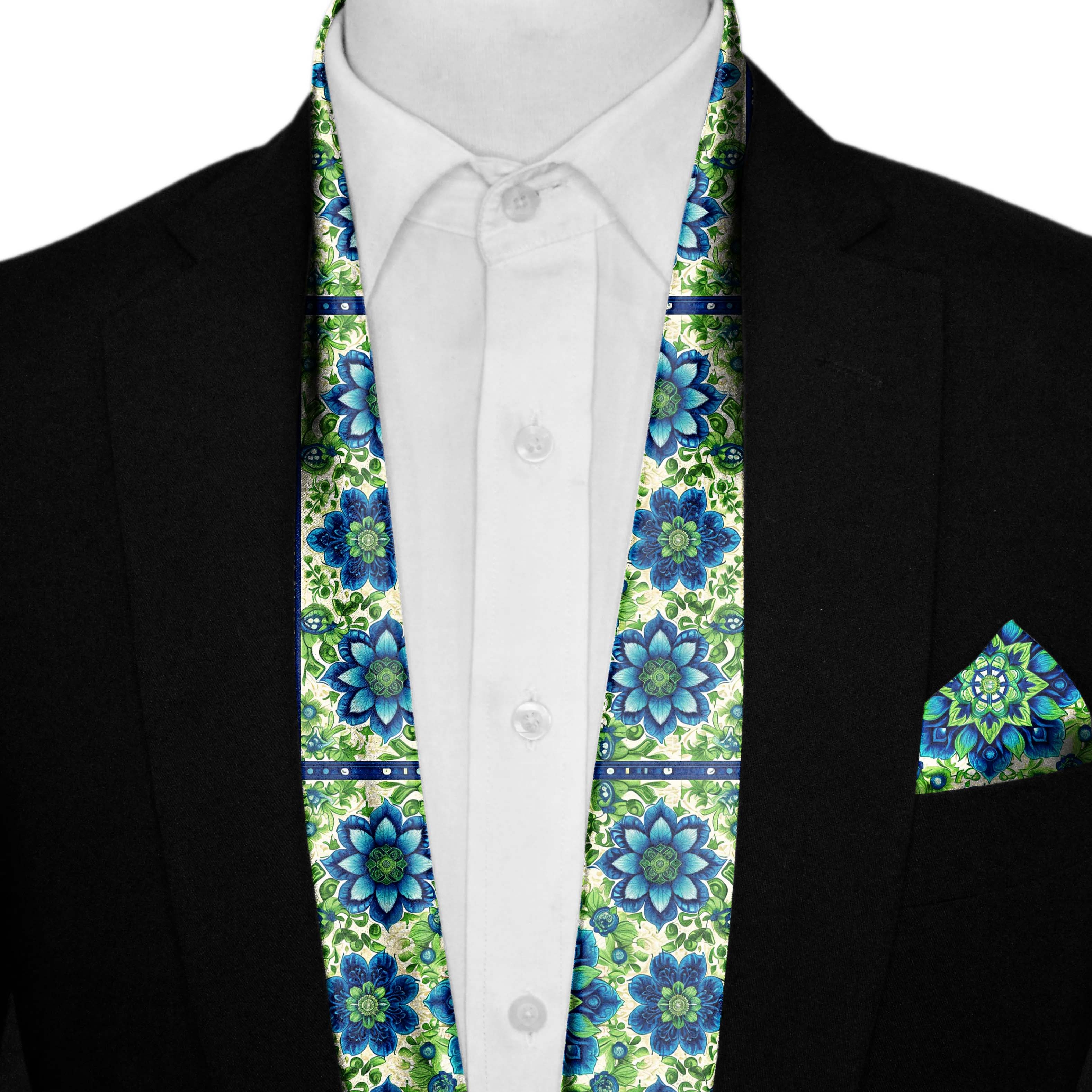ELEGANT ABSTRACT FLORAL MEN SCARF AND POCKET SQUARE SET – PREMIUM COLLECTION