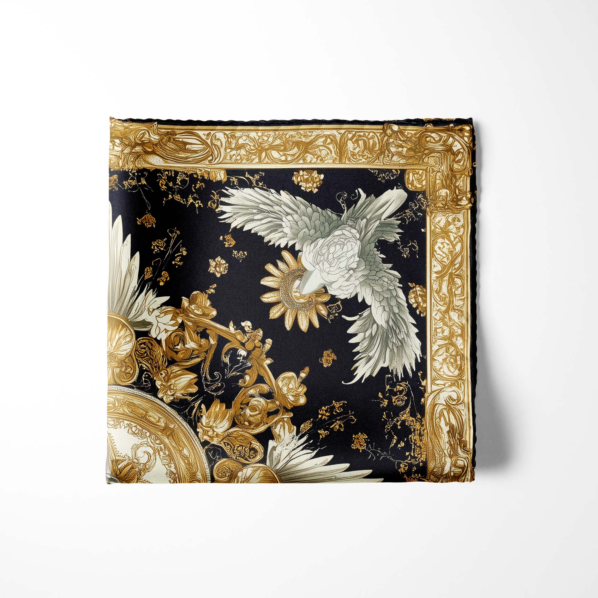 MEDIEVAL FLORAL SILK POCKET SQUARE