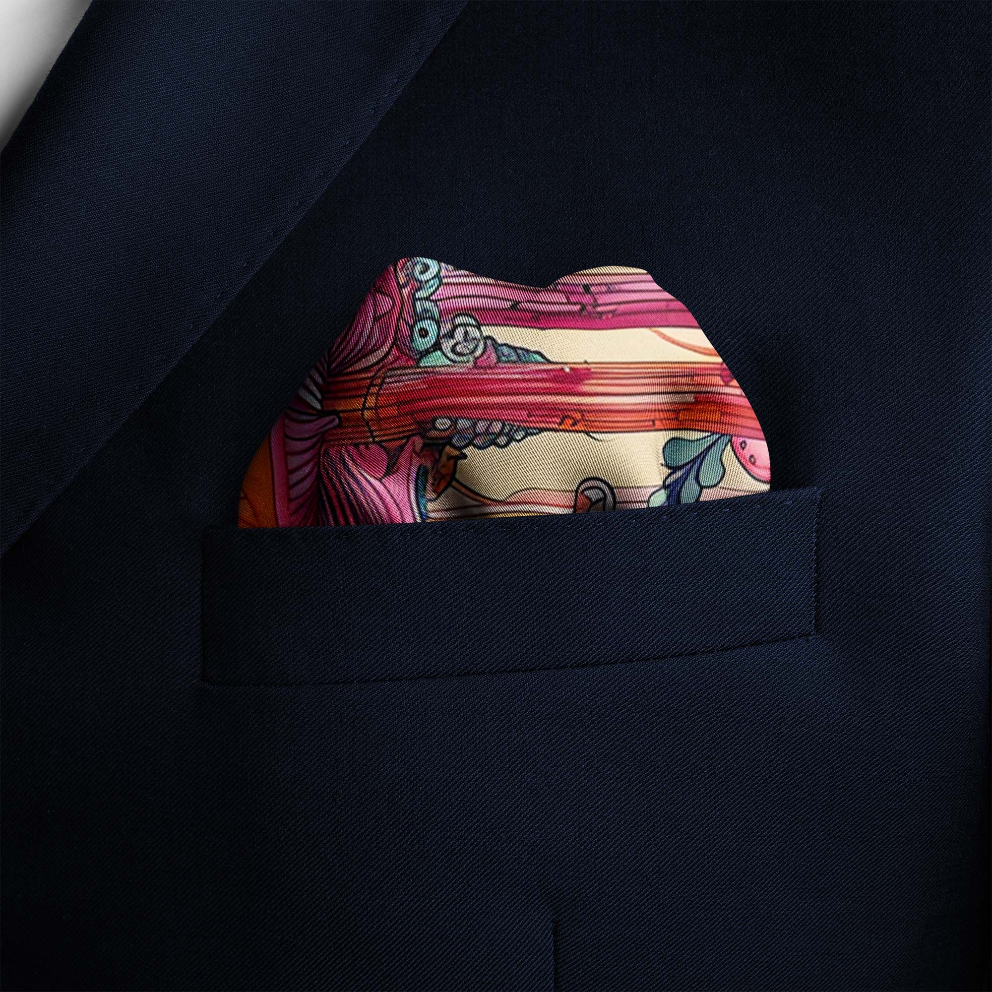 MUSHROOM HEAD SILK POCKET SQUARE