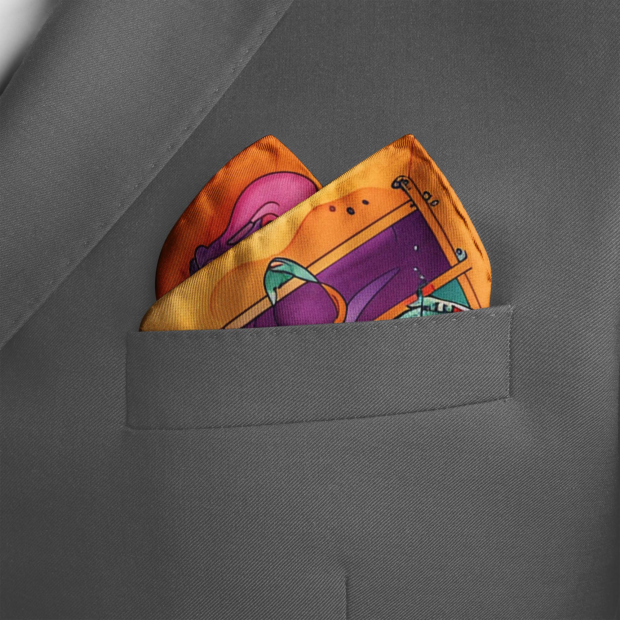 MUSHROOM HEAD SILK POCKET SQUARE