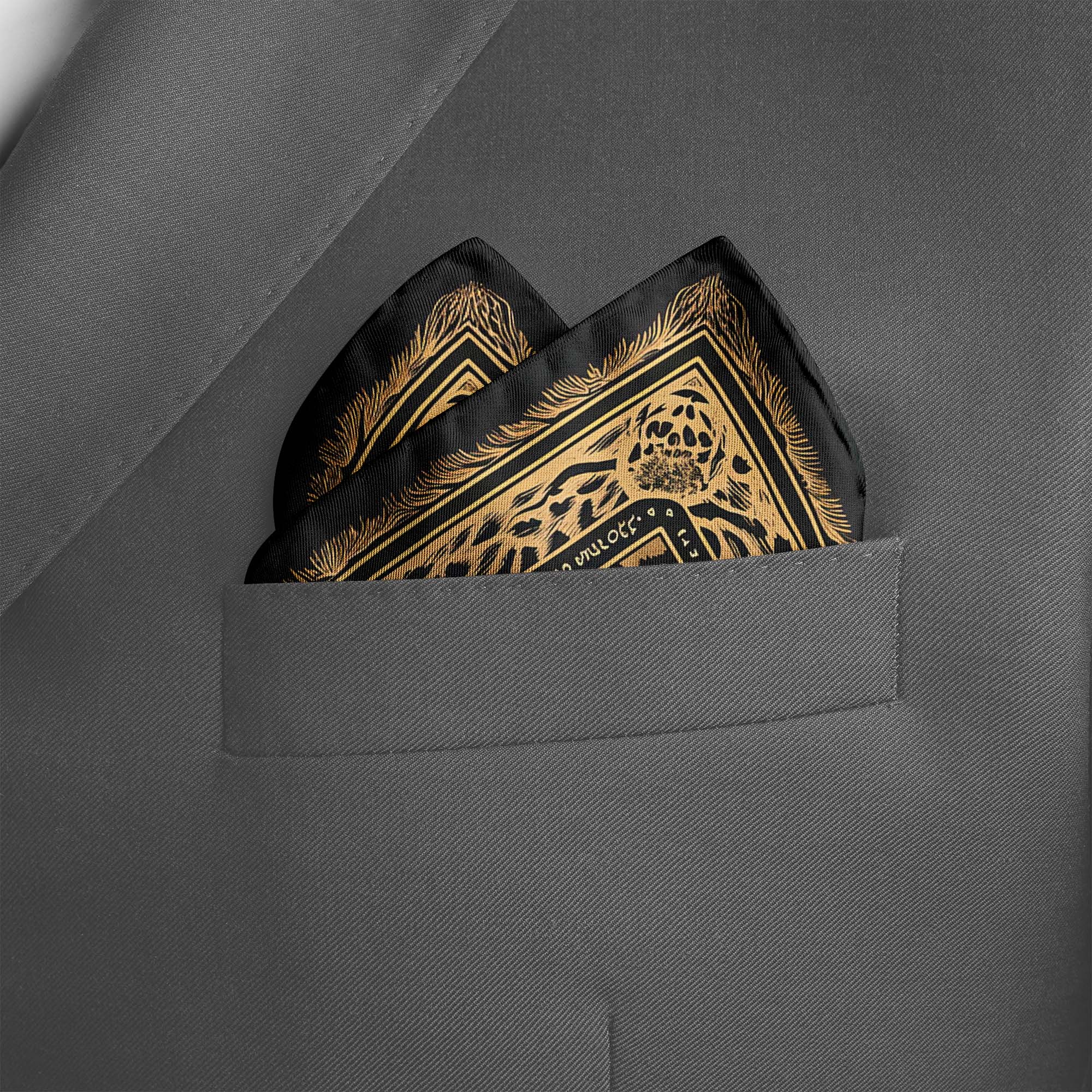 WILD ANIMAL SILK POCKET SQUARE