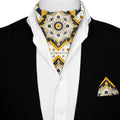 ETHNIC ABSTRACT SILK ASCOT AND POCKET SQUARE SET – PREMIUM COLLECTION