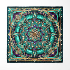 NEON MANDALA SILK SCARF WITH LAPEL PIN AND POCKET SQUARE