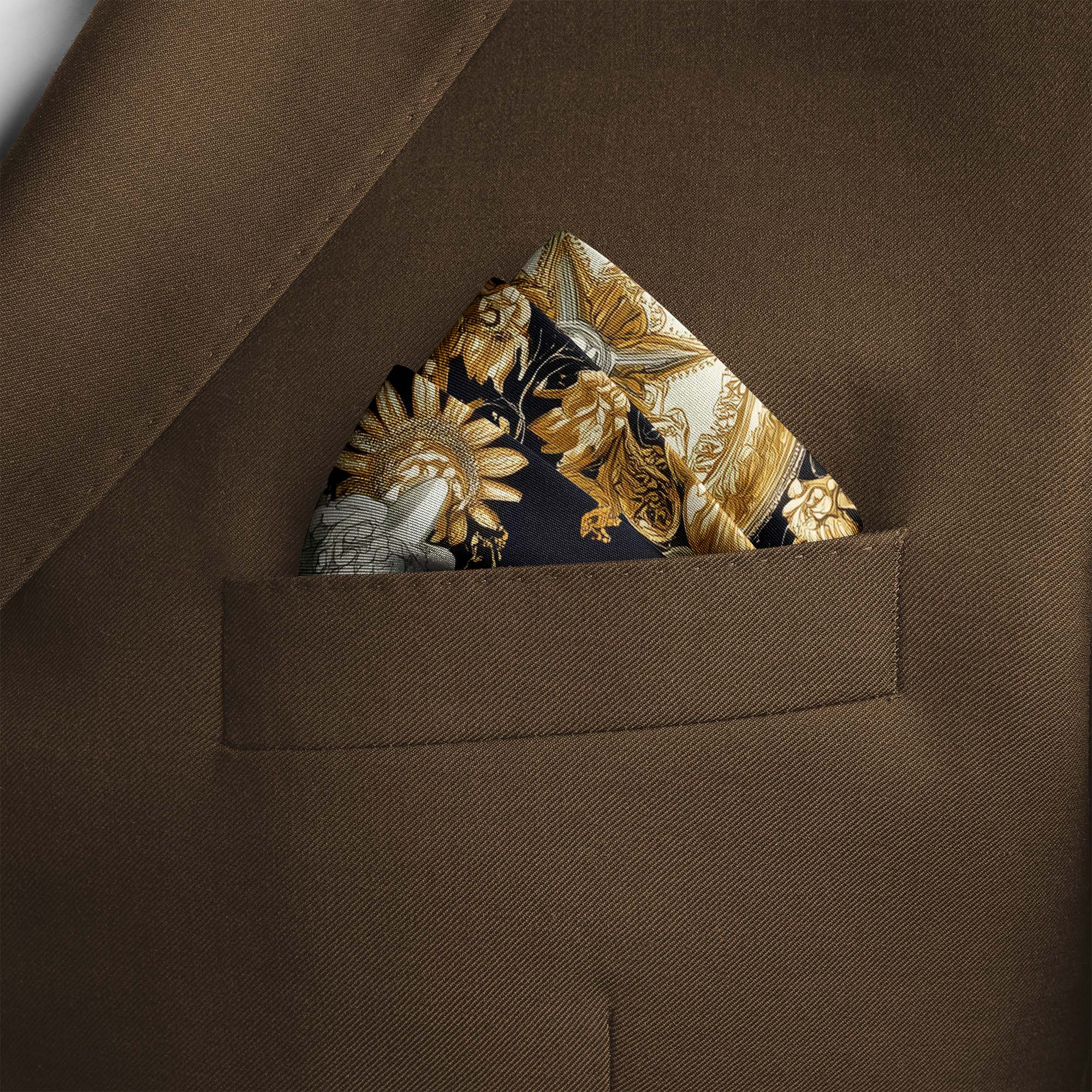 MEDIEVAL FLORAL SILK POCKET SQUARE