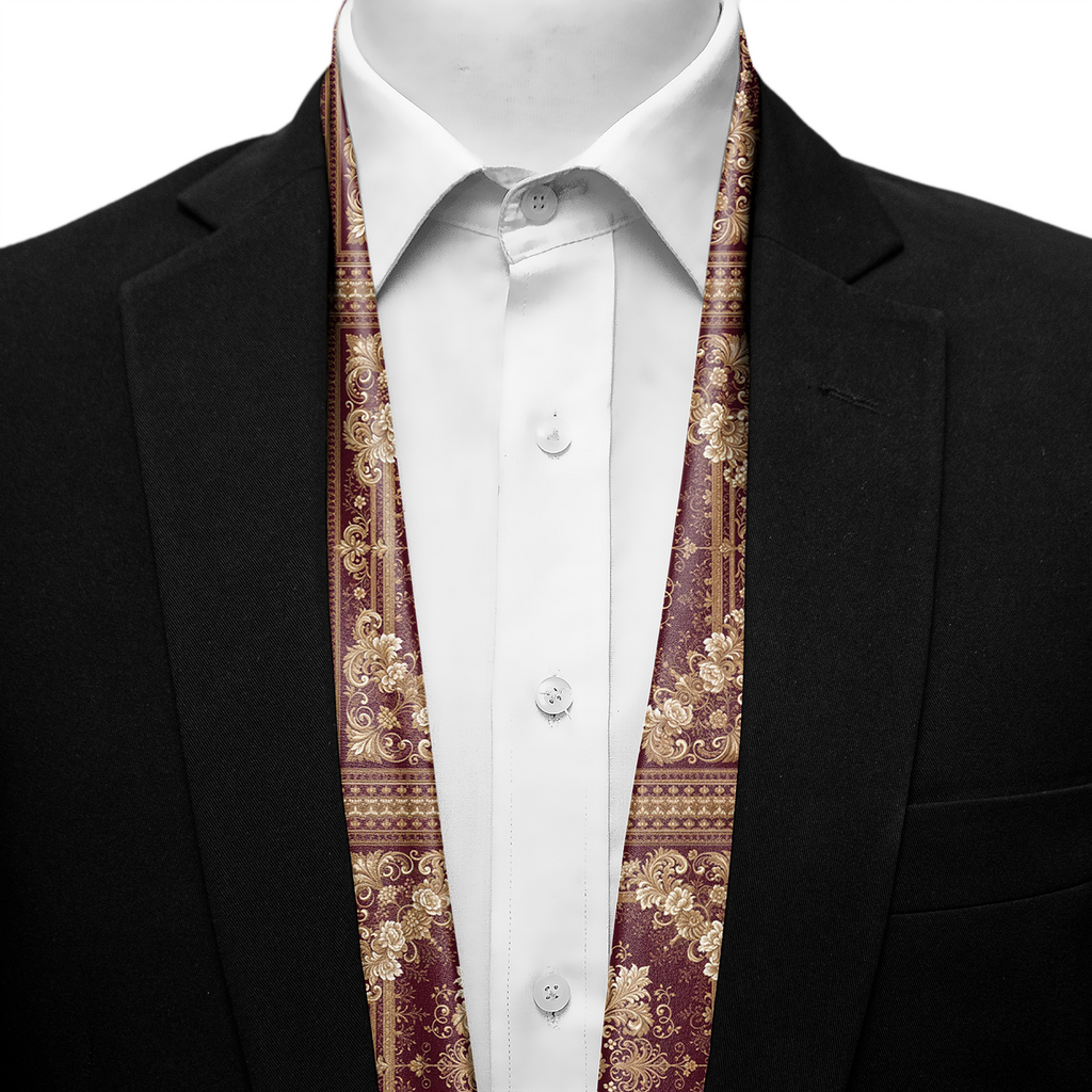 BURGUNDY BAROQUE BLOOM MEN SCARF - PREMIUM COLLECTION