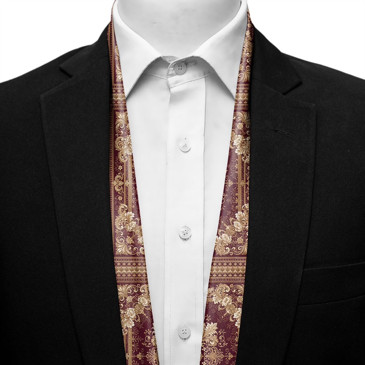 BURGUNDY BAROQUE BLOOM MEN SCARF - PREMIUM COLLECTION