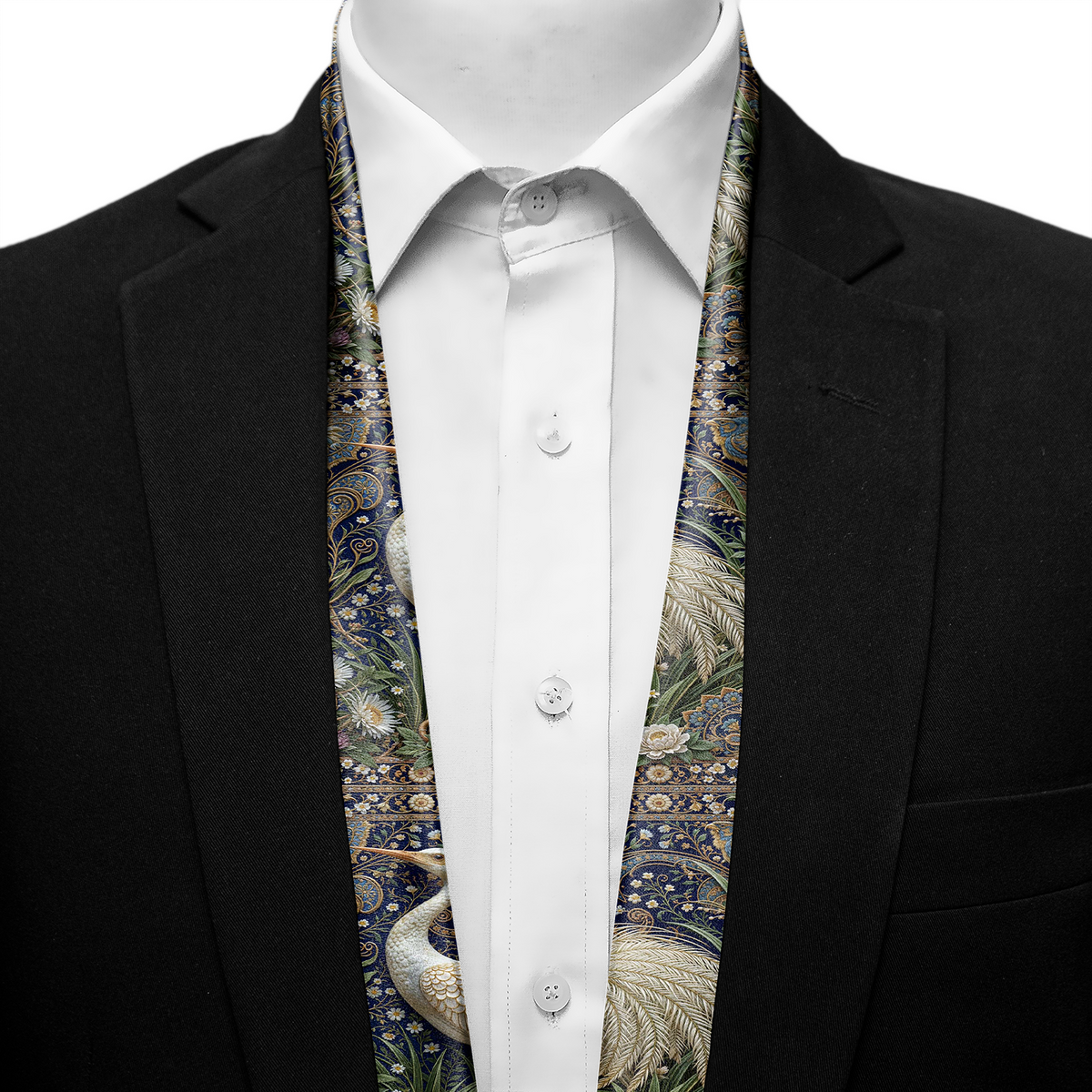 IVORY CRANE MEN SCARF - PREMIUM COLLECTION